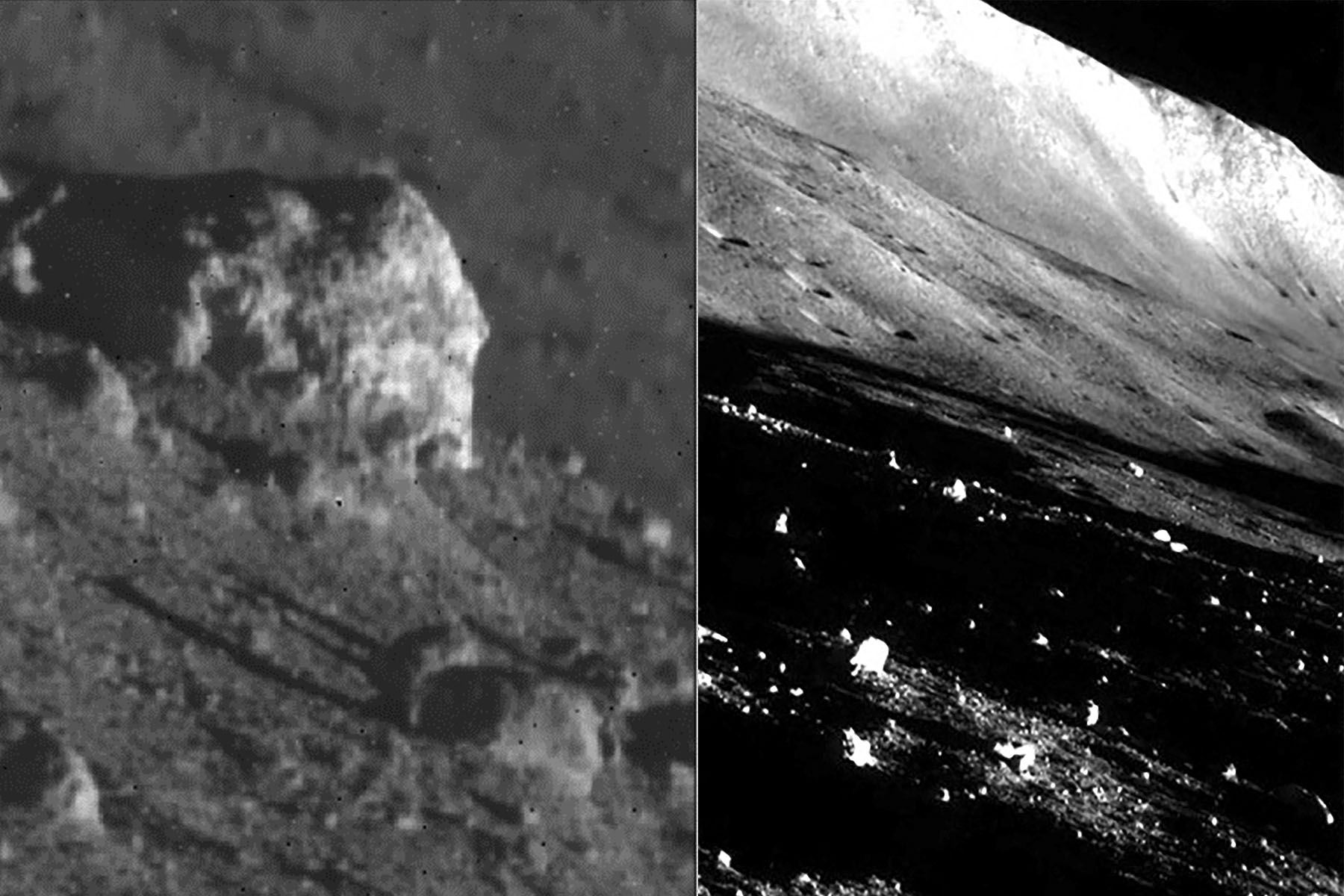 La agencia espacial posteó el jueves una foto en blanco y negro de la superficie rocosa tomada por el módulo.