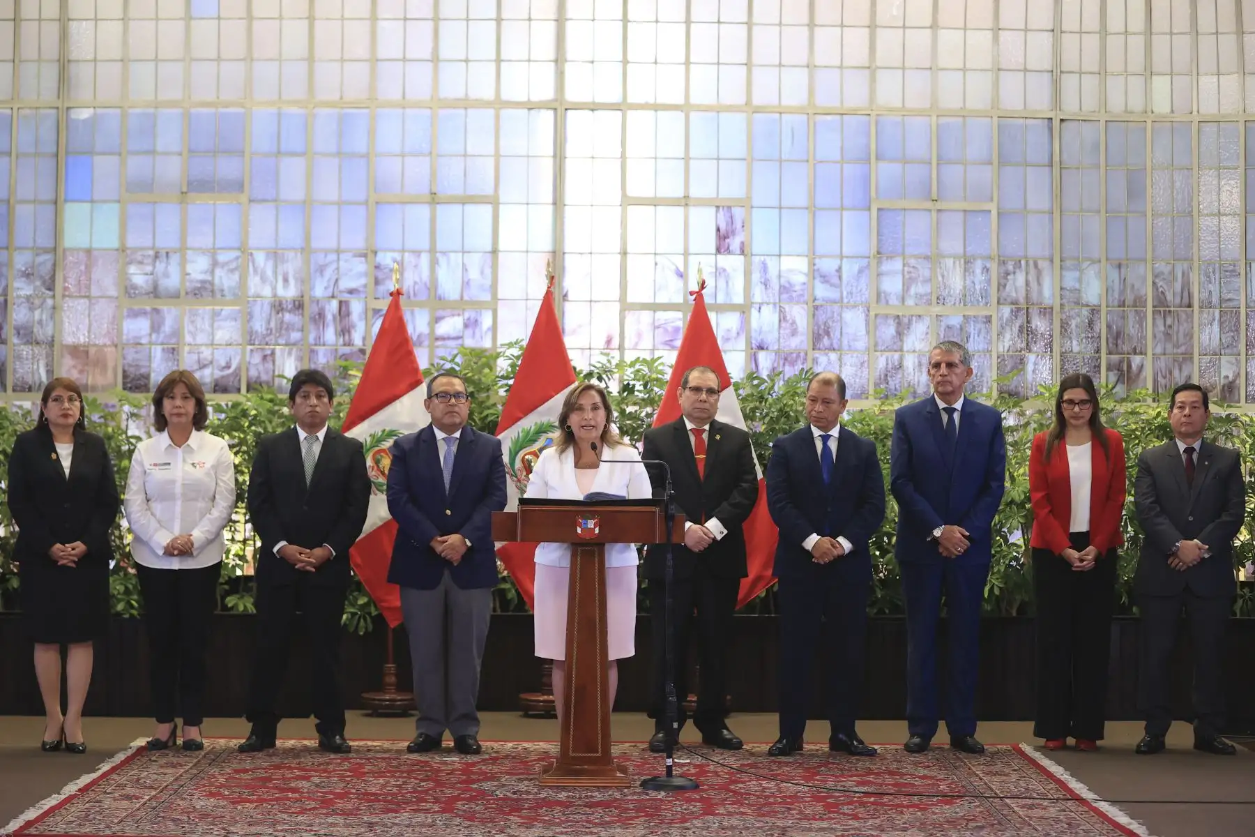 La presidenta de la república, Dina Boluarte Zegarra, participa en la conmemoración del Día de la Lucha contra el Trabajo Forzoso. Foto: ANDINA/Prensa Presidencia