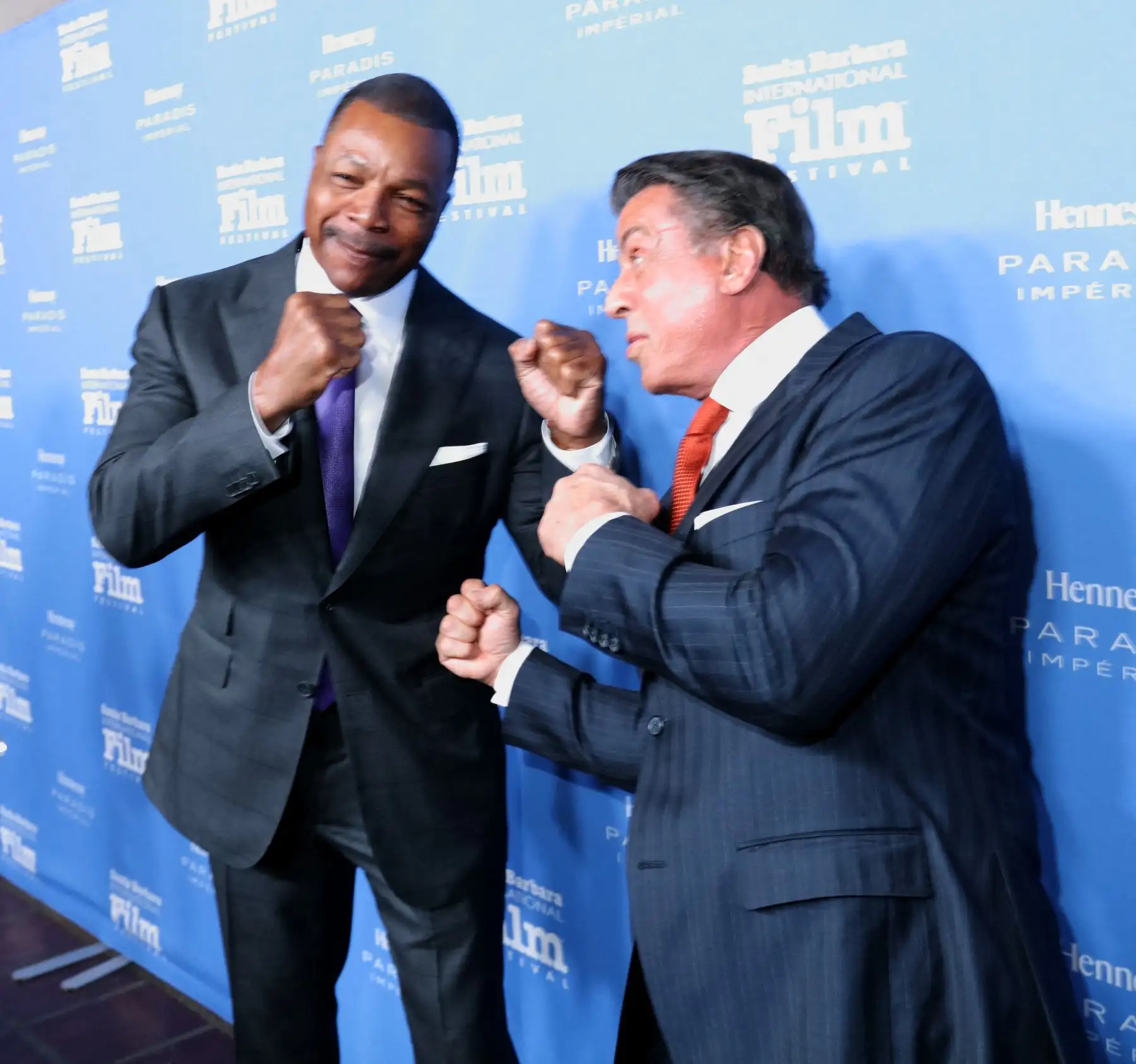 Actor Carl Weathers and Actor Sylvester Stallone attend the Montecito Award at the Arlington Theater at the 31st Santa Barbara International Film Festival on February 9, 2016 in Santa Barbara, California.
Foto: AFP