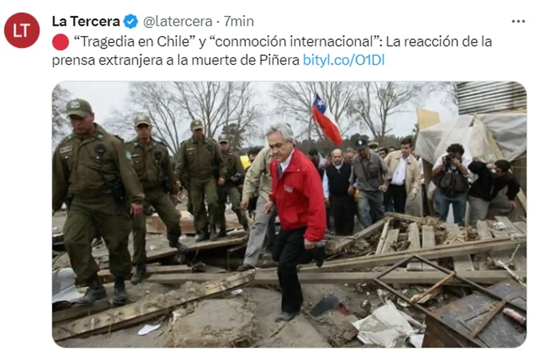 Diario La Tercera. Así informan los medios internacionales el fallecimiento del ex- presidente de Chile, Sebastián Piñera.
Foto: Captura TV