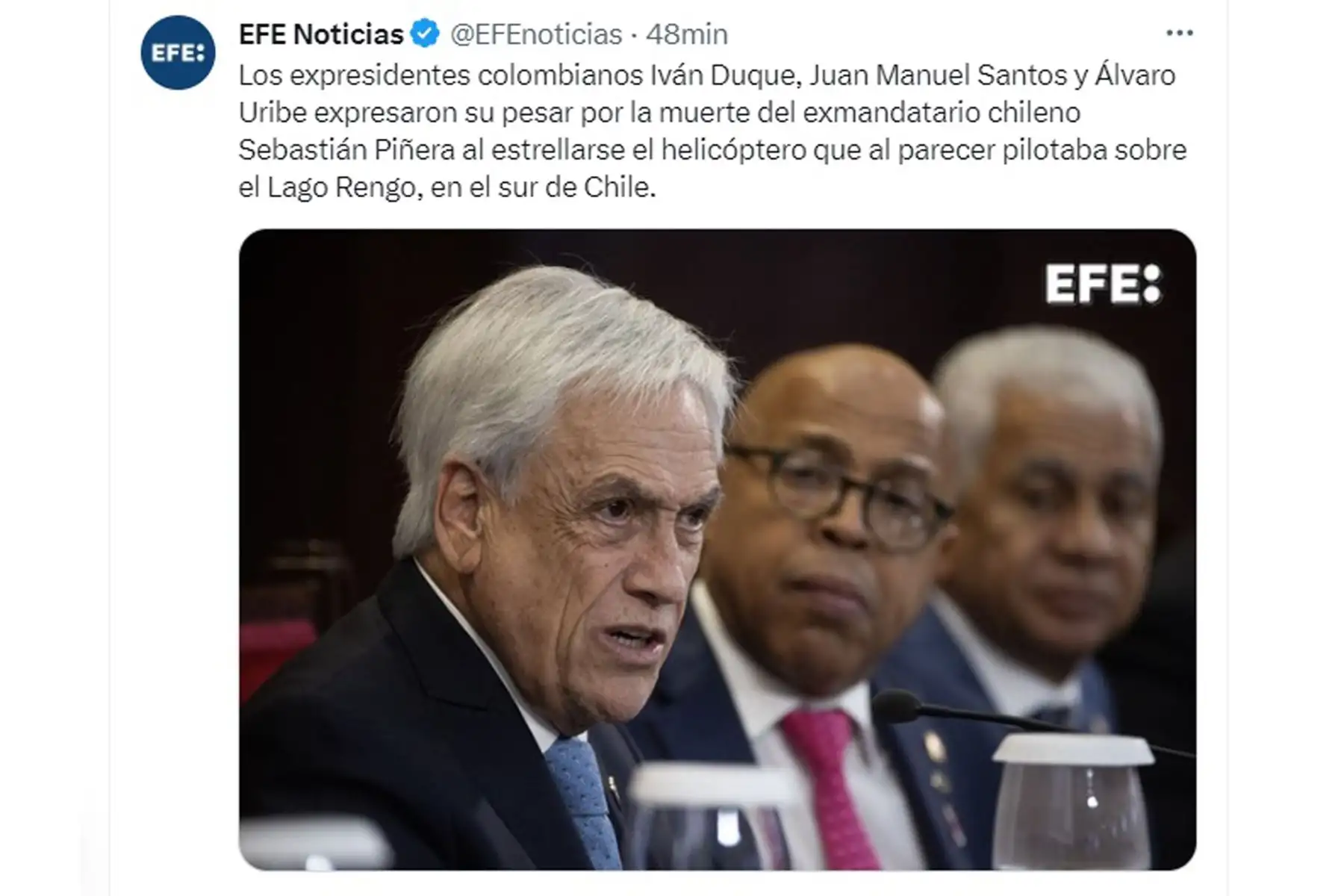 Agencia EFE. Así informan los medios internacionales el fallecimiento del ex- presidente de Chile, Sebastián Piñera.
Foto: Captura TV