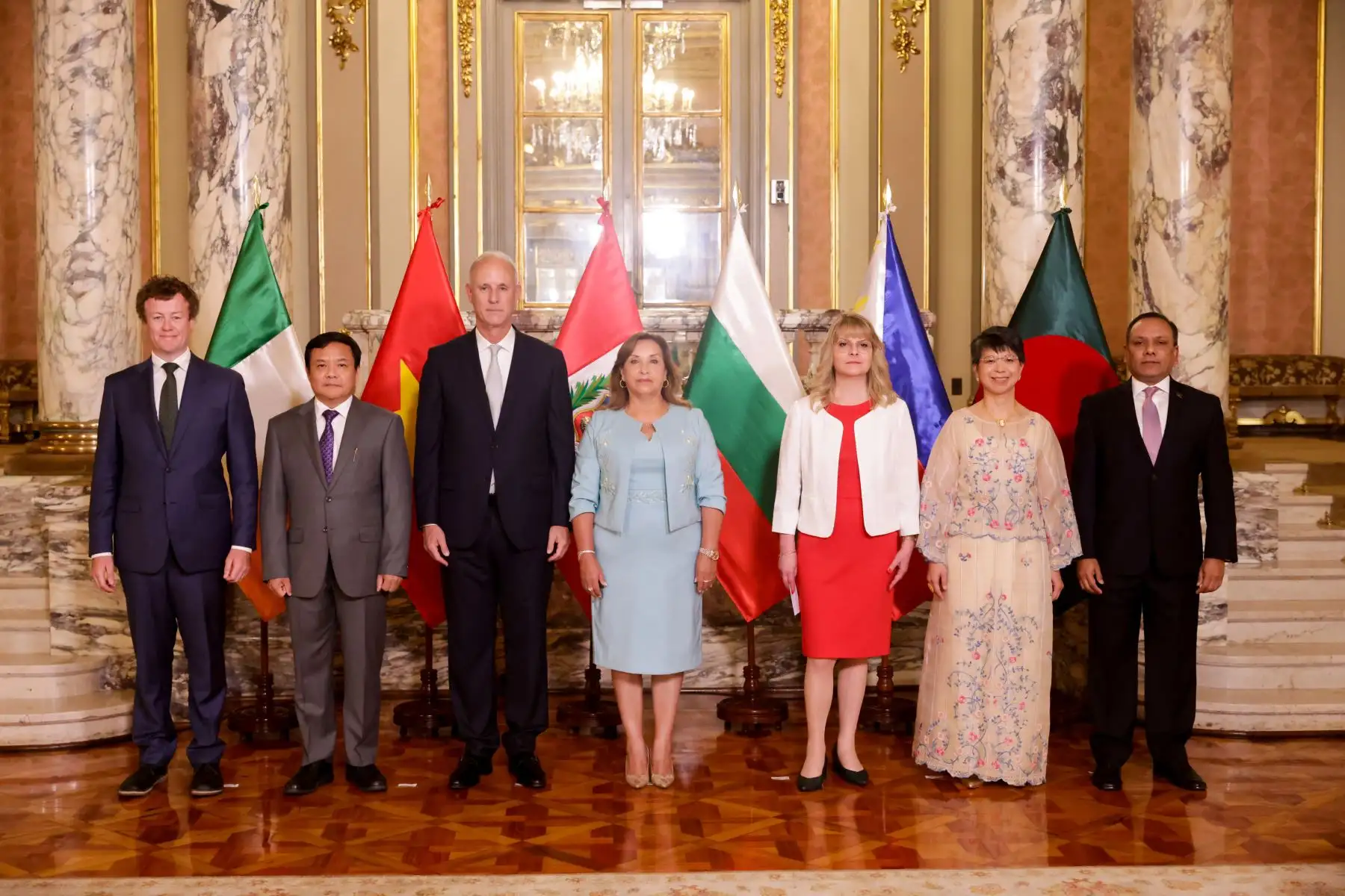 La presidenta de la república, Dina Ercilia Boluarte Zegarra, participó en la presentación de cartas credenciales de embajadores concurrentes en el Perú. Foto: ANDINA/ Prensa Presidencia