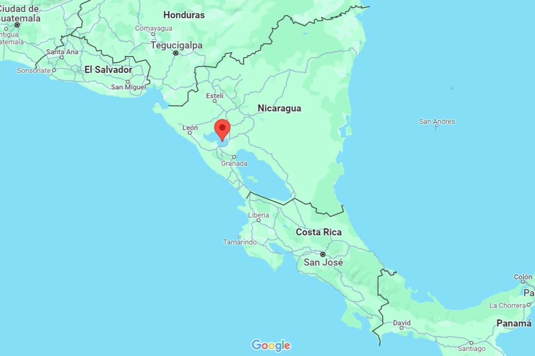 Mapa de ubicación de la zona de Punta Huete, a 50 kilómetros de Managua, capital de Nicaragua. Imagen: Google Maps.