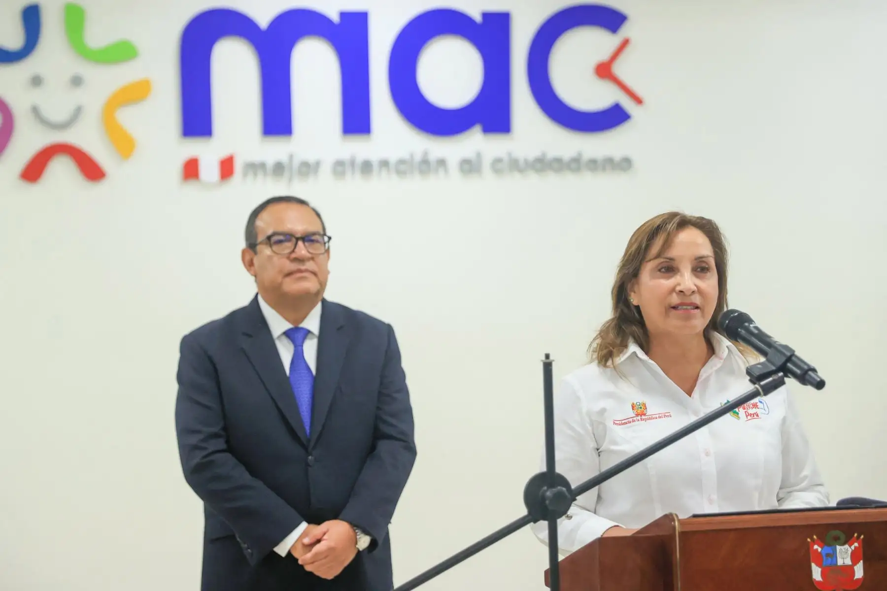 La presidenta de la república, Dina Boluarte, supervisa el Centro de Mejor Atención al Ciudadano (MAC) de Lima Este. Foto: ANDINA/ Prensa Presidencia