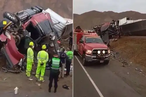 El vehículo pesado se desplazaba de norte a sur transportando mercancía.