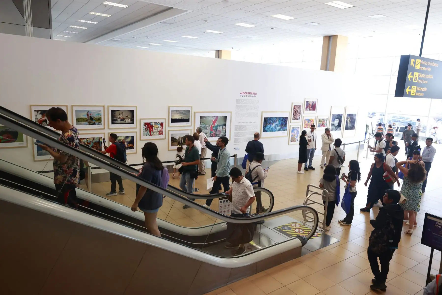 La exposición presenta las obras de 16 artistas de diversas zonas del Perú, que serán expuestas en la zona de llegadas internacionales del Aeropuerto Internacional Jorge Chávez desde el 20 de febrero hasta el 20 de agosto.
Foto: ANDINA/ Vidal Tarqui