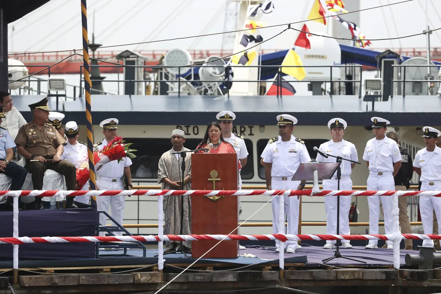 Presidenta Dina Boluarte participa en el bautizo de las Plataformas Itinerantes de Acción Social - PIAS Río Ucayali I y Río Ucayali II.
Foto: ANDINA/Prensa Presidencia