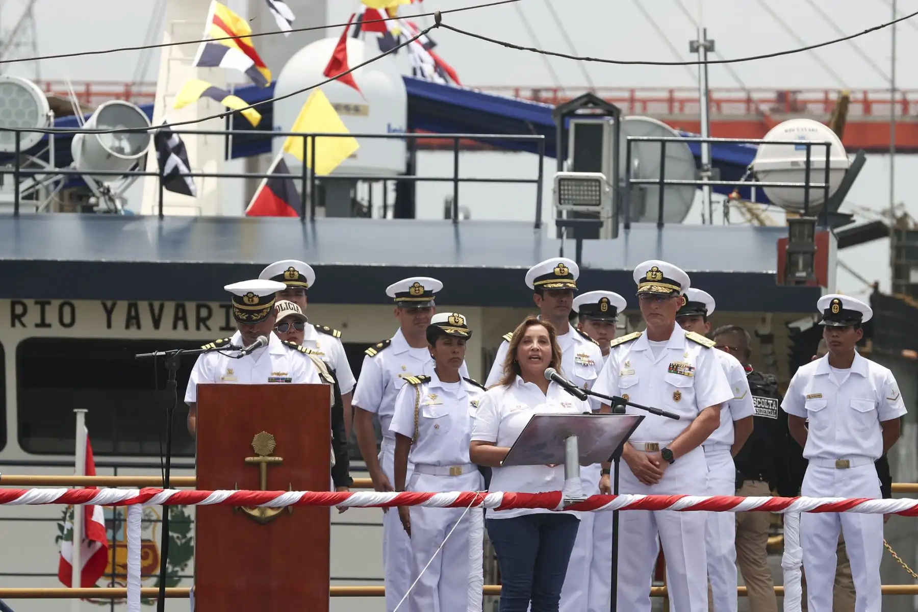 Presidenta Dina Boluarte participa en el bautizo de las Plataformas Itinerantes de Acción Social - PIAS Río Ucayali I y Río Ucayali II.
Foto: ANDINA/Prensa Presidencia