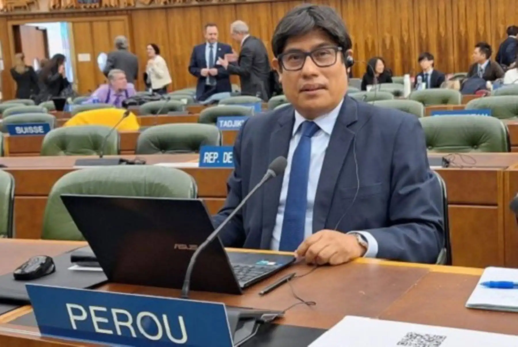 Director de Invenciones y Nuevas Tecnologías del Indecopi, Manuel Castro, en sesión del grupo de Trabajo del Tratado de Cooperación en materia de Patentes, en Ginebra, Suiza. Foto: Cortesía.