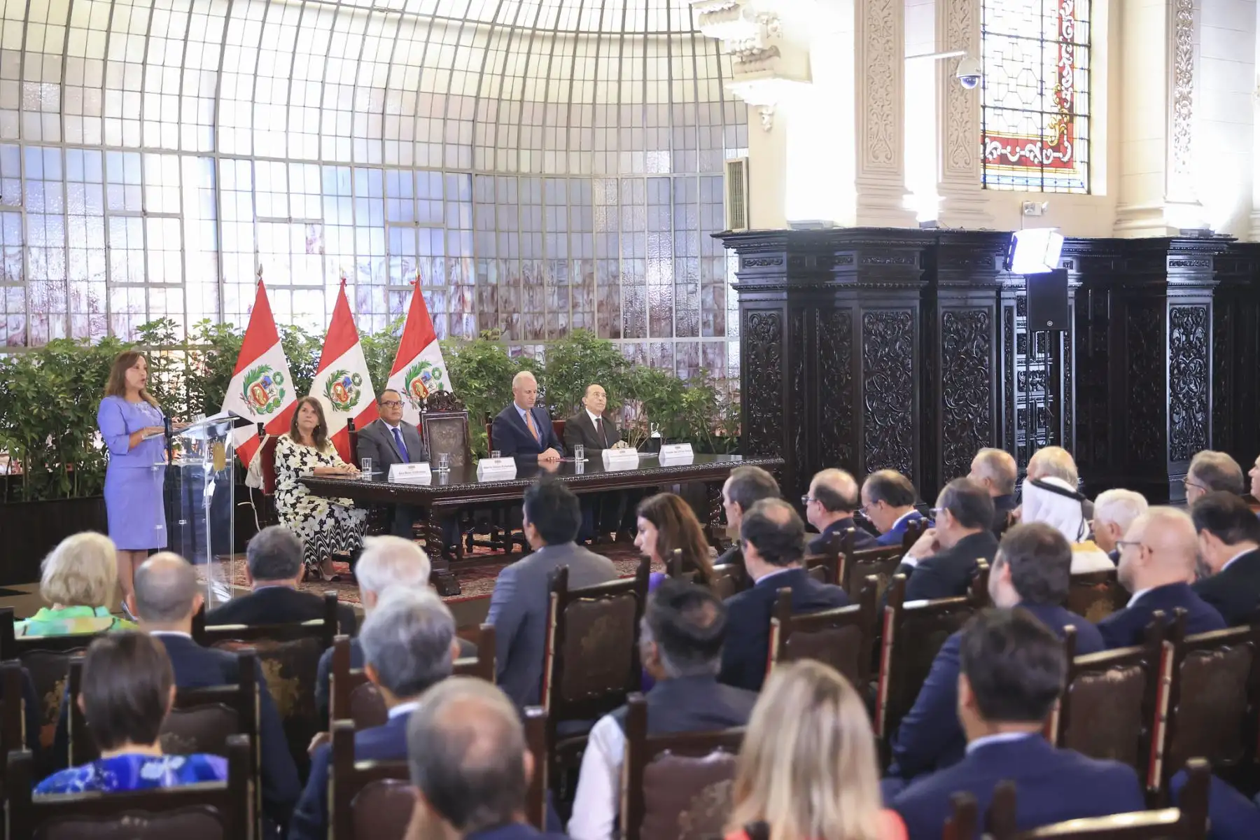 La presidenta de la República, Dina Boluarte, participa en la apertura del año de actividades con la cooperación internacional y el Foro de Cooperantes Extraordinarios 2024. Foto: ANDINA/ Prensa Presidencia