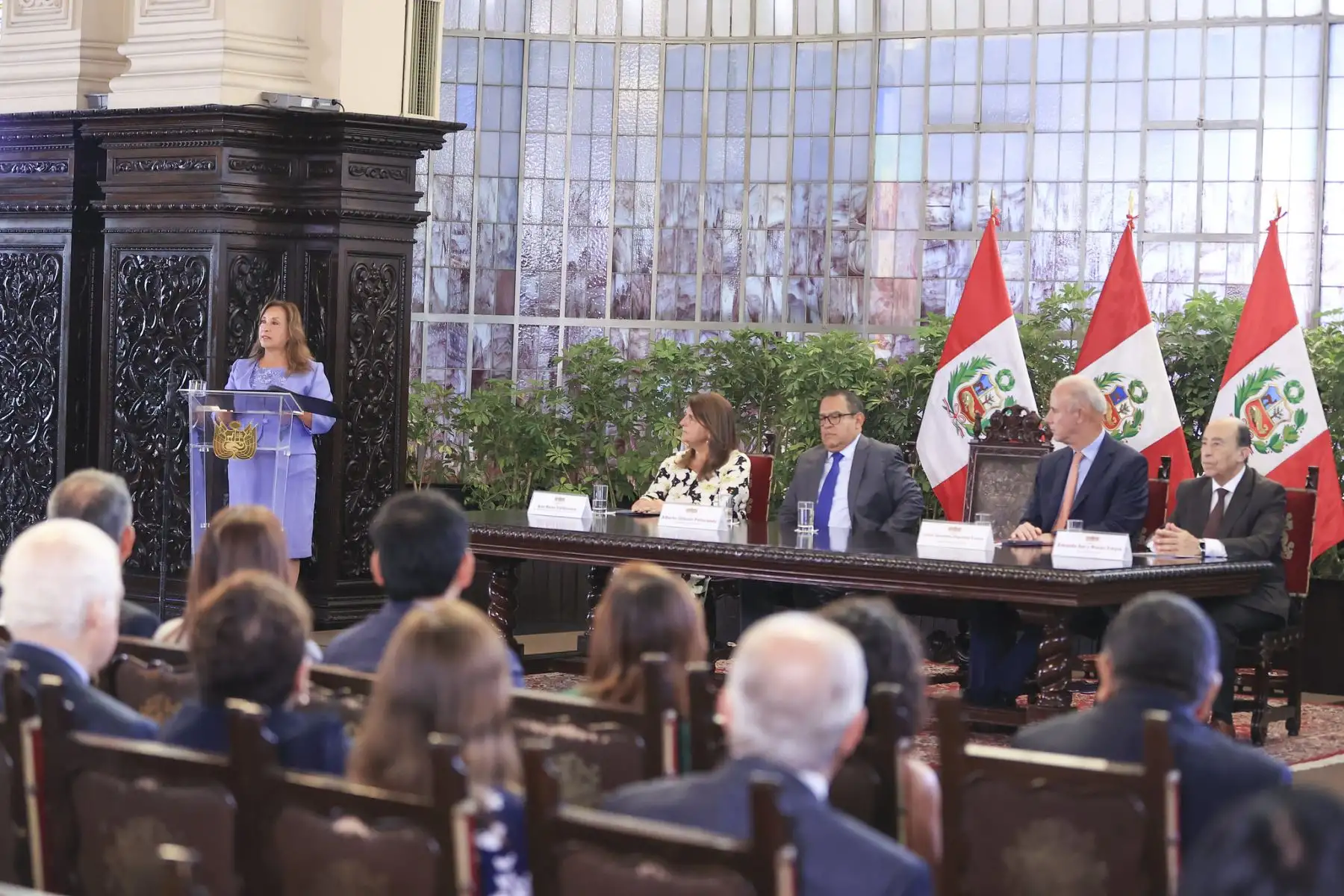 La presidenta de la República, Dina Boluarte, participa en la apertura del año de actividades con la cooperación internacional y el Foro de Cooperantes Extraordinarios 2024. Foto: ANDINA/ Prensa Presidencia