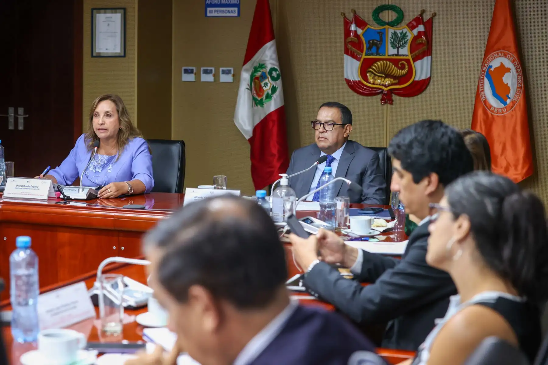 En el COEN, la presidenta Dina Boluarte lideró sesión del Grupo Fuerza de Tarea Multisectorial.
Foto: ANDINA/ Prensa Presidencia