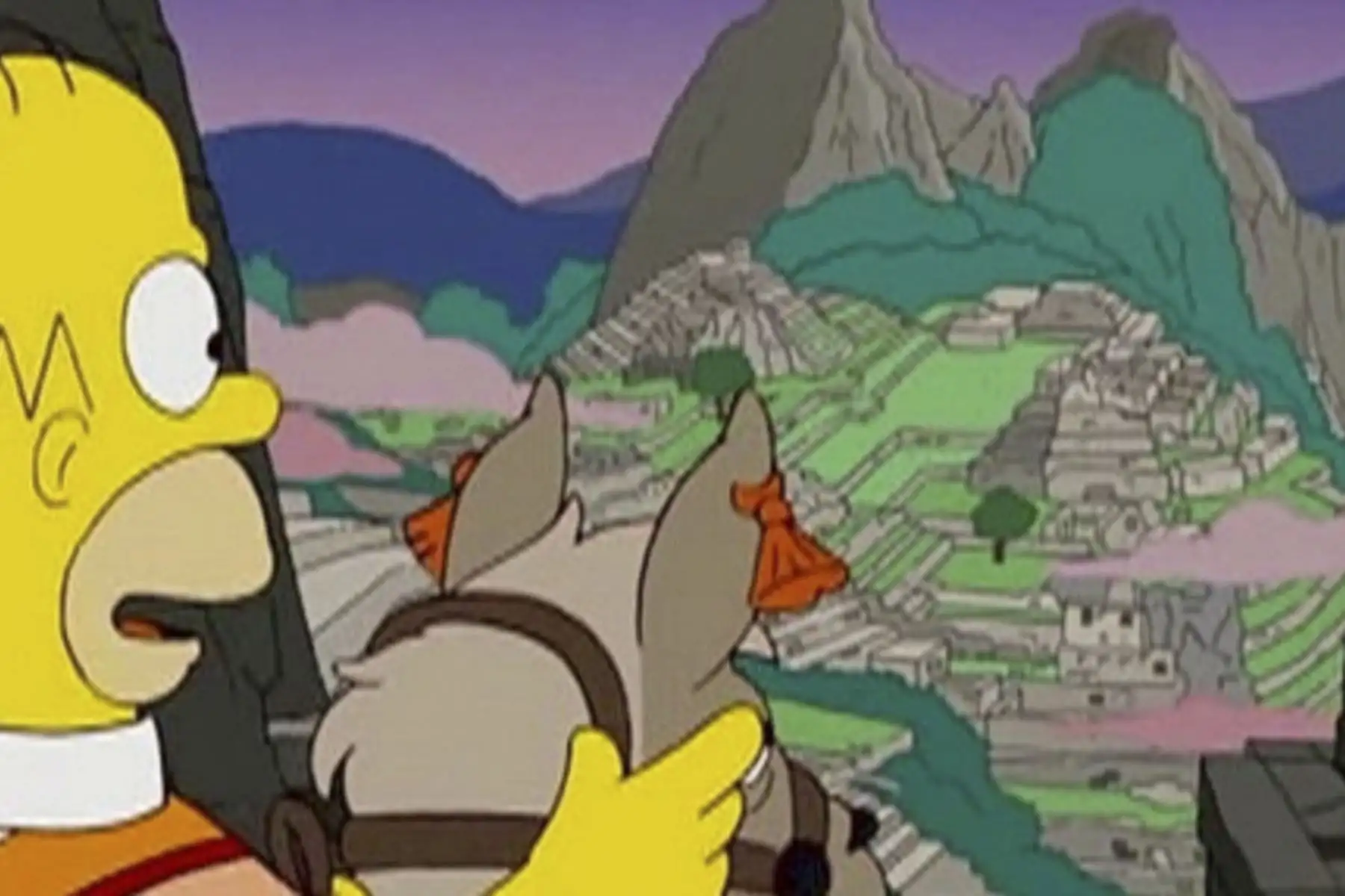 Gracias a Bart Simpson, los integrantes de la famosa familia llegan a nuestro Santuario Histórico de Machupicchu, en Cusco. Además, Marge refiere a que tuvo una increíble conversación con un inka, mientras Lisa sostiene que adoptó un cuy.
Foto: Fox