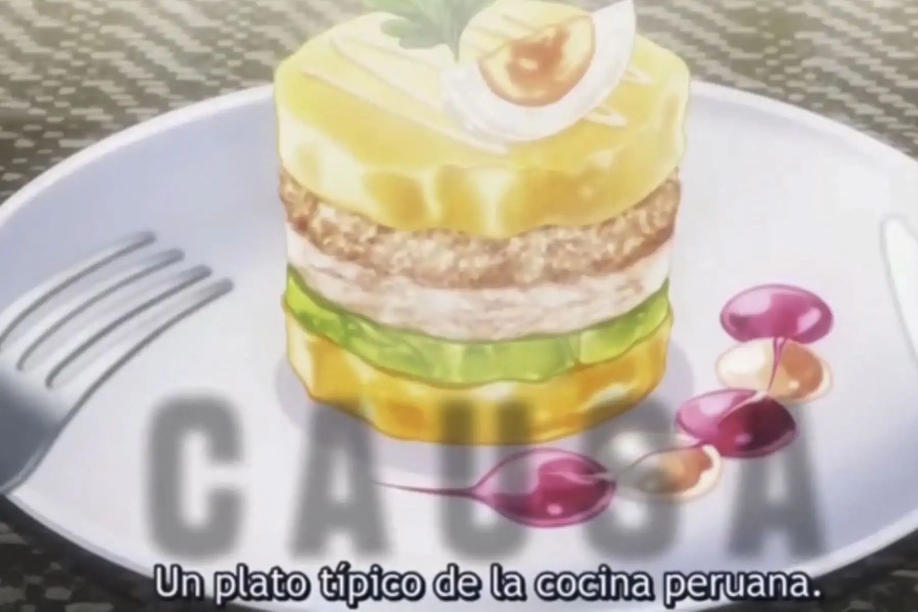 Nuestra exquisita gastronomía no es ajena al mundo de los animes, y en Shokugeki no Soma le rindieron tributo a la exquisita causa. “Es un plato típico de la cocina peruana, con el condimento peruano de ají amarillo le ha dado un color más vivo al puré de papas”, se explica en uno de los diálogos.
Foto: Shokugeki No Soma