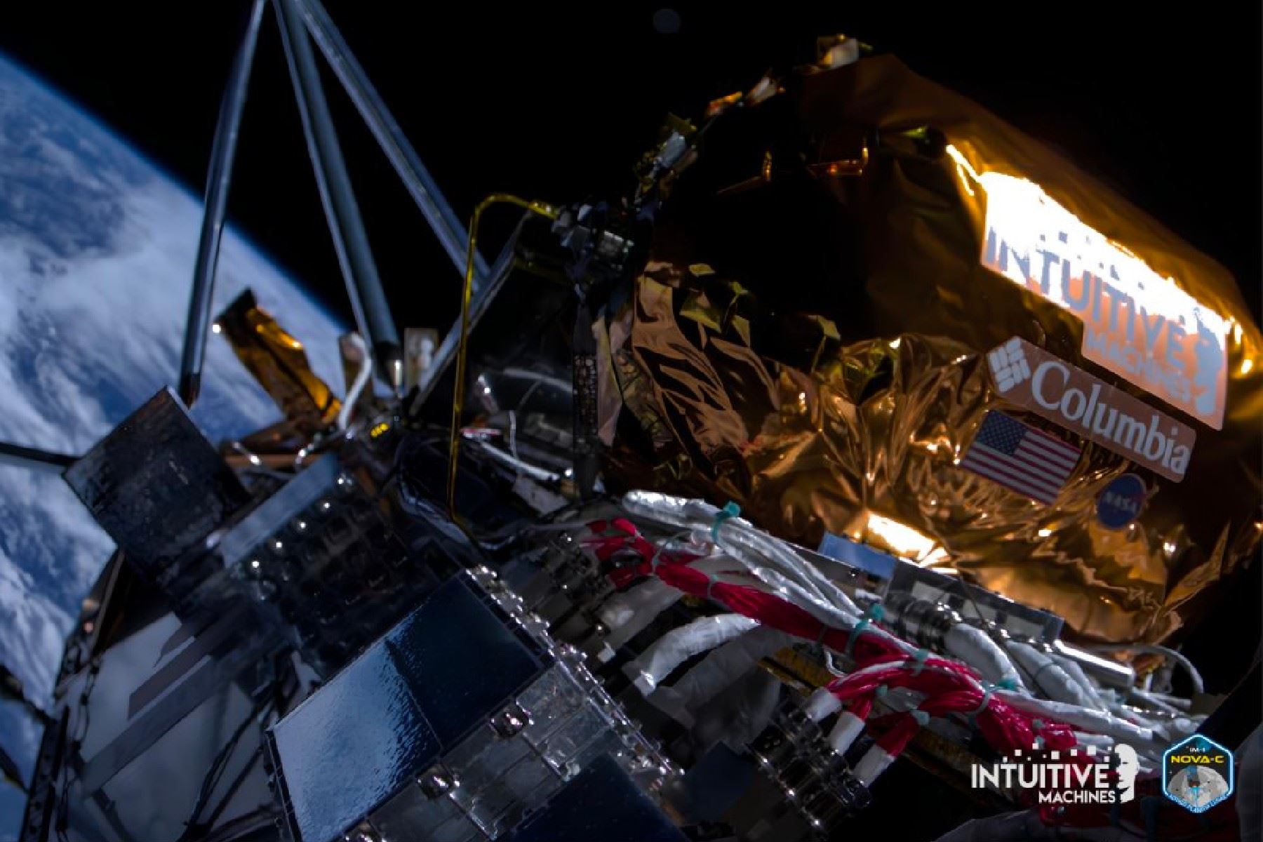 El módulo de aterrizaje lunar de la empresa Intuitive Machines logró posar en la Luna en febrero.