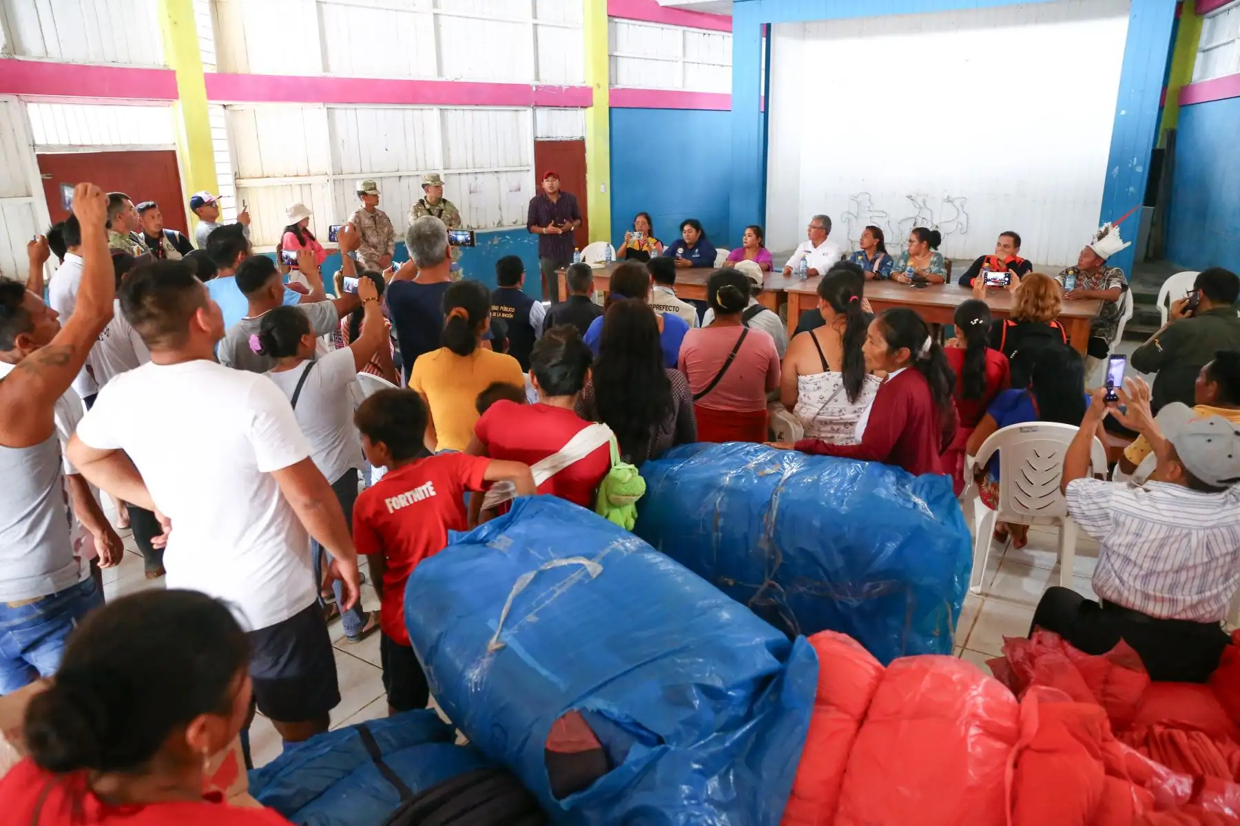 Tras la inundación de diversas comunidades nativas en la provincia de Purús, en el departamento de Ucayali, el Ministerio de Defensa dispuso que las capacidades de las Fuerzas Armadas. Foto: ANDINA/ Mindef Perú