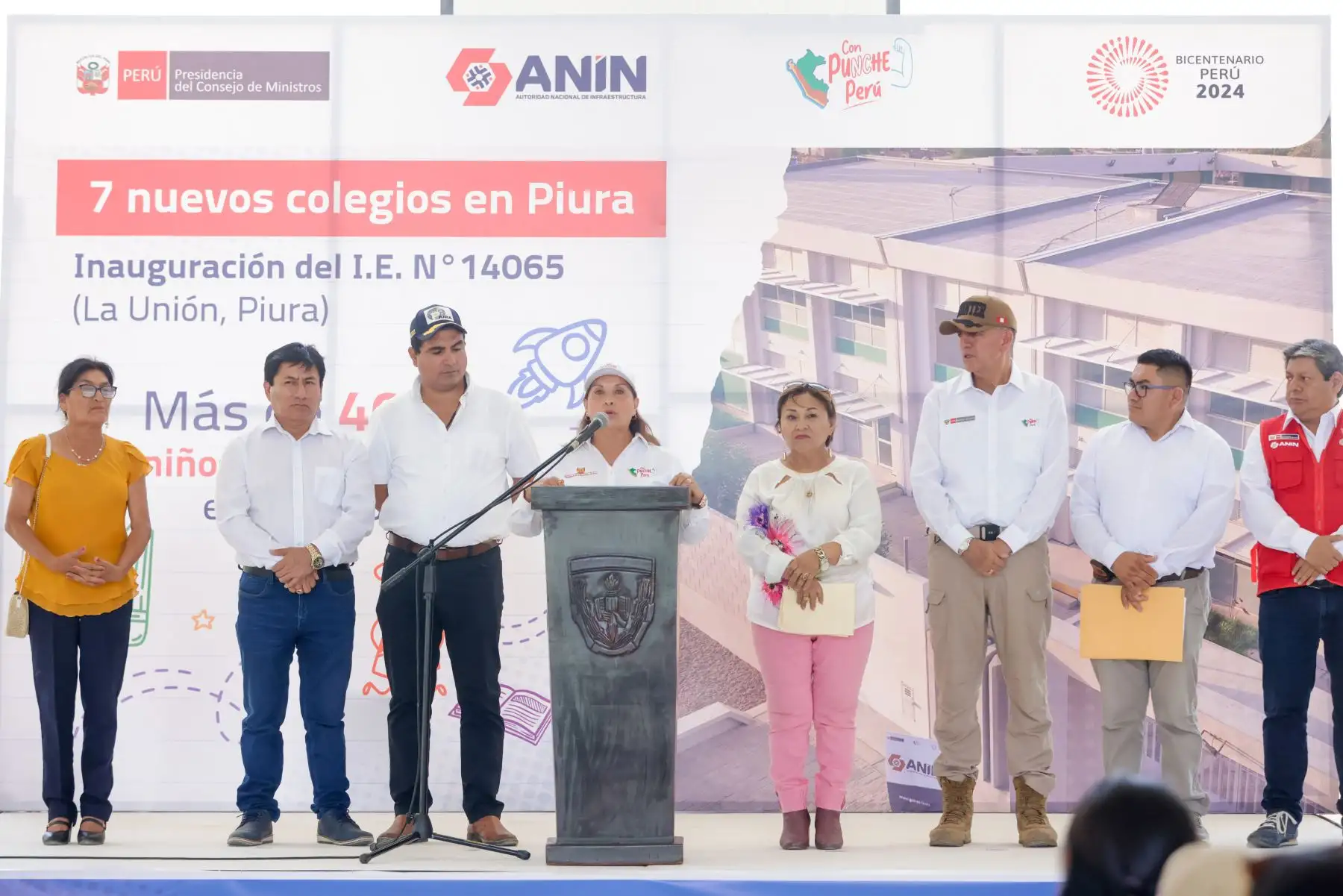 La presidenta Dina Ercilia Boluarte Zegarra participa en inauguración de I. E. N° 14065 en La Unión, Piura. Foto: ANDINA/Prensa Presidencia