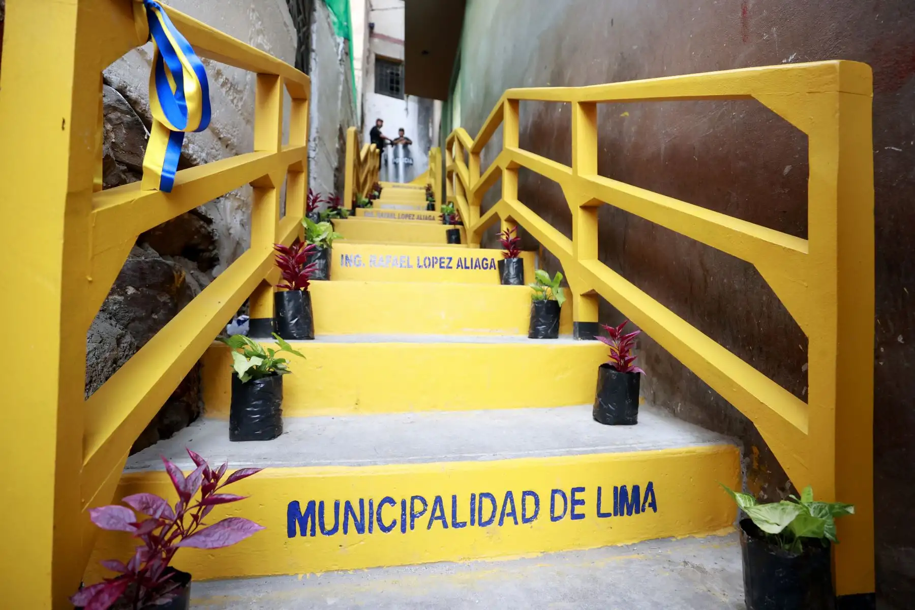 El alcalde Rafael López Aliaga, acompañado por el alcalde la Victoria, Rúben Cano, inauguró 12 escaleras solidarias en el cerro San Cosme, el asentamiento humano más antiguo del Perú. Este proyecto beneficiará a miles de familias del distrito.
Foto: ANDINA/Vidal Tarqui