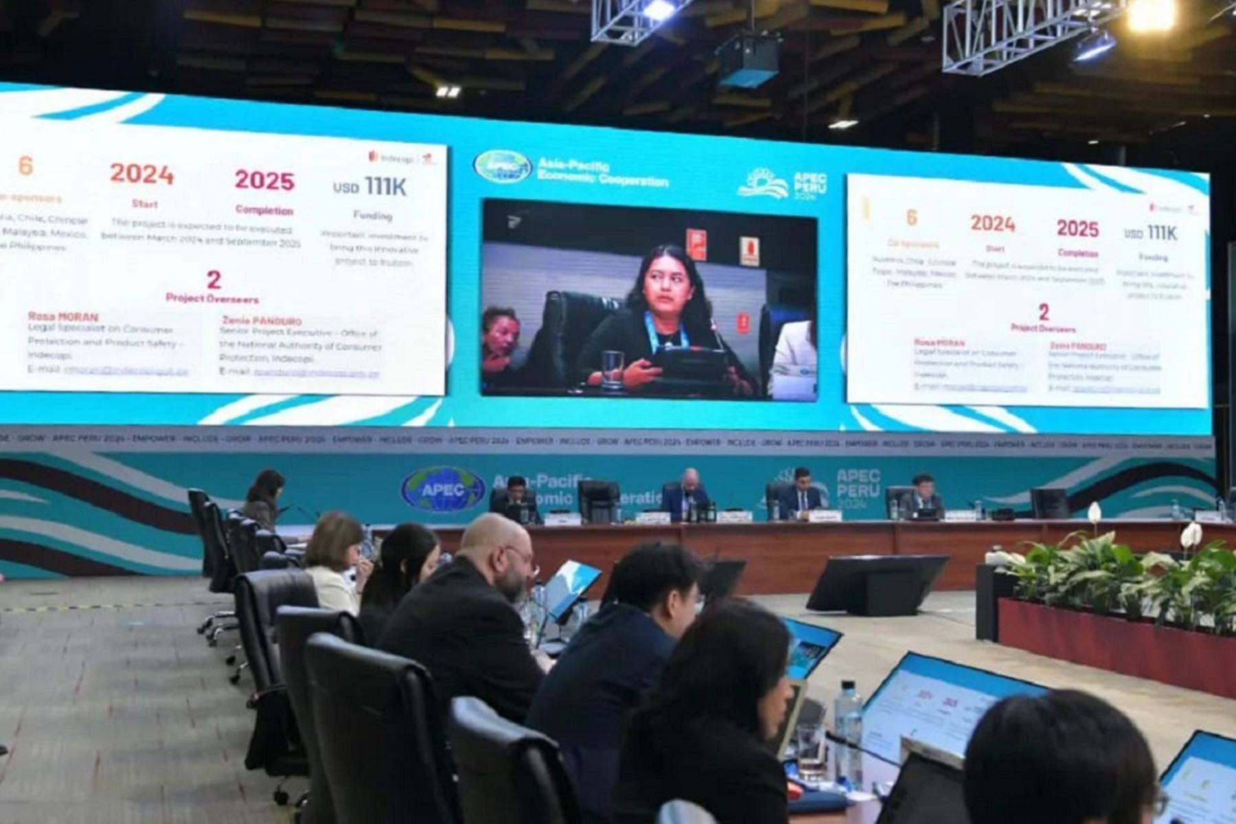 Participación del Indecopi en la reunión del Grupo Directivo de Economía Digital (DESG, por sus siglas en inglés) del APEC, en el Centro de Convenciones de Lima. Foto: Cortesía.