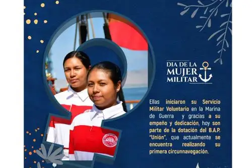 La Cabo 2° CUB. Saly Sinarahua Flores y la Cabo 2° CUB Kiara Perales Uribe, conforman la dotación del Buque Escuela a Vela B.A.P. Unión. Foto: ANDINA/Difusión