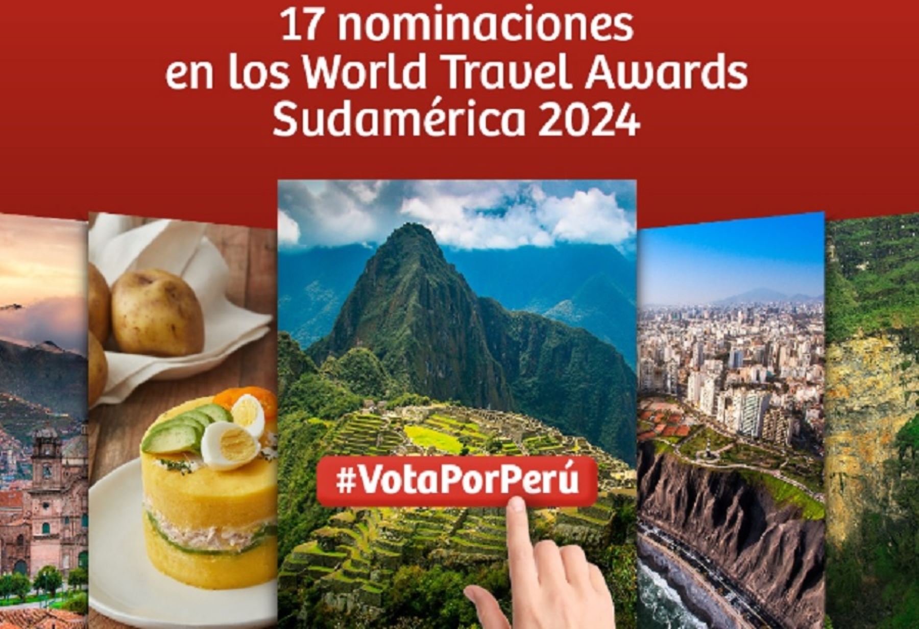 Perú vuelve a ser un importante competidor en la trigésima primera edición de los World Travel Awards Sudamérica 2024, con 17 nominaciones lideradas por Machu Picchu, estandarte turístico nacional, patrimonio de la humanidad y maravilla mundial que aspira a coronarse por séptima vez consecutiva.