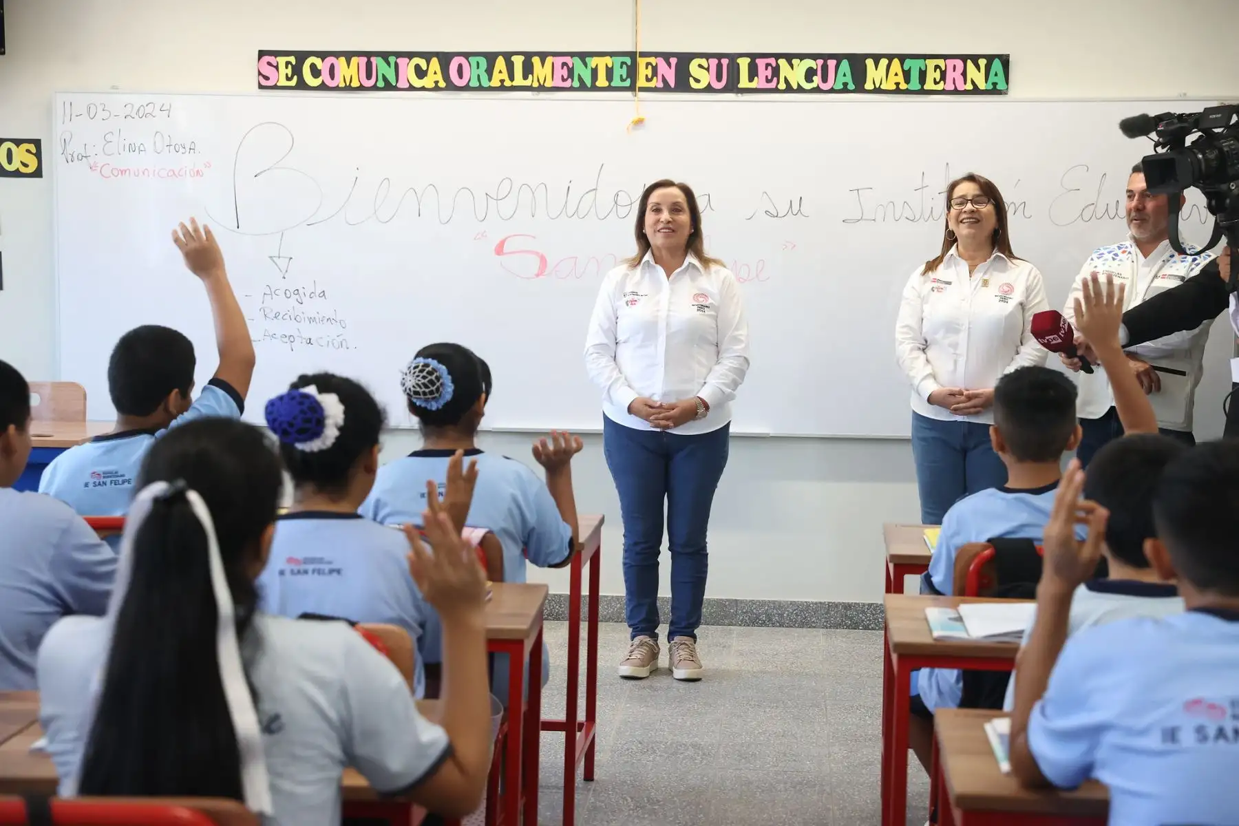 En el marco del inicio del año escolar 2024, la presidenta Dina Boluarte participa en la entrega de nuevas instalaciones de la I.E. San Felipe. Foto: ANDINA/ Prensa Presidencia