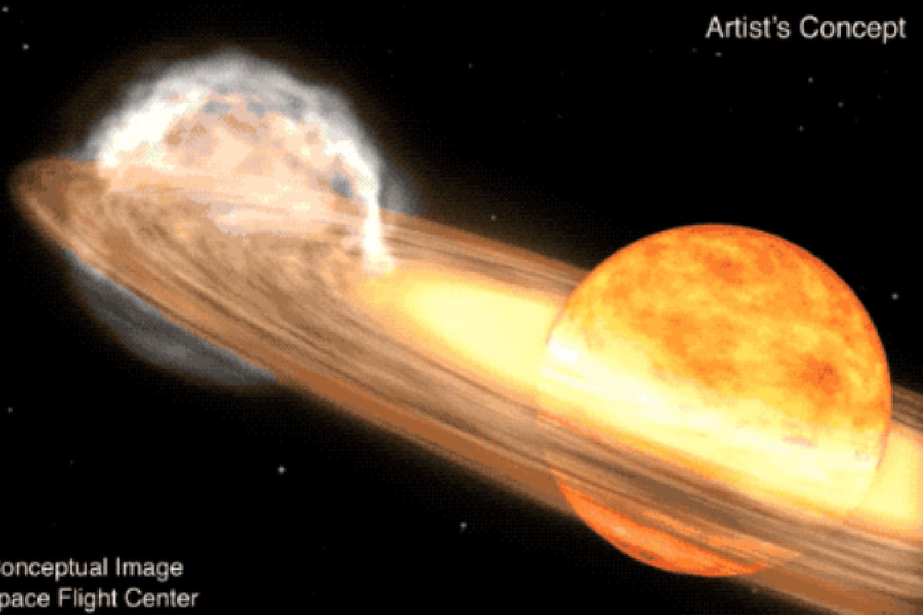 En sistemas binarios que poseen una enana blanca, la acreción de material de la estrella vecina puede dar lugar a episodios de emisión violenta de energía.