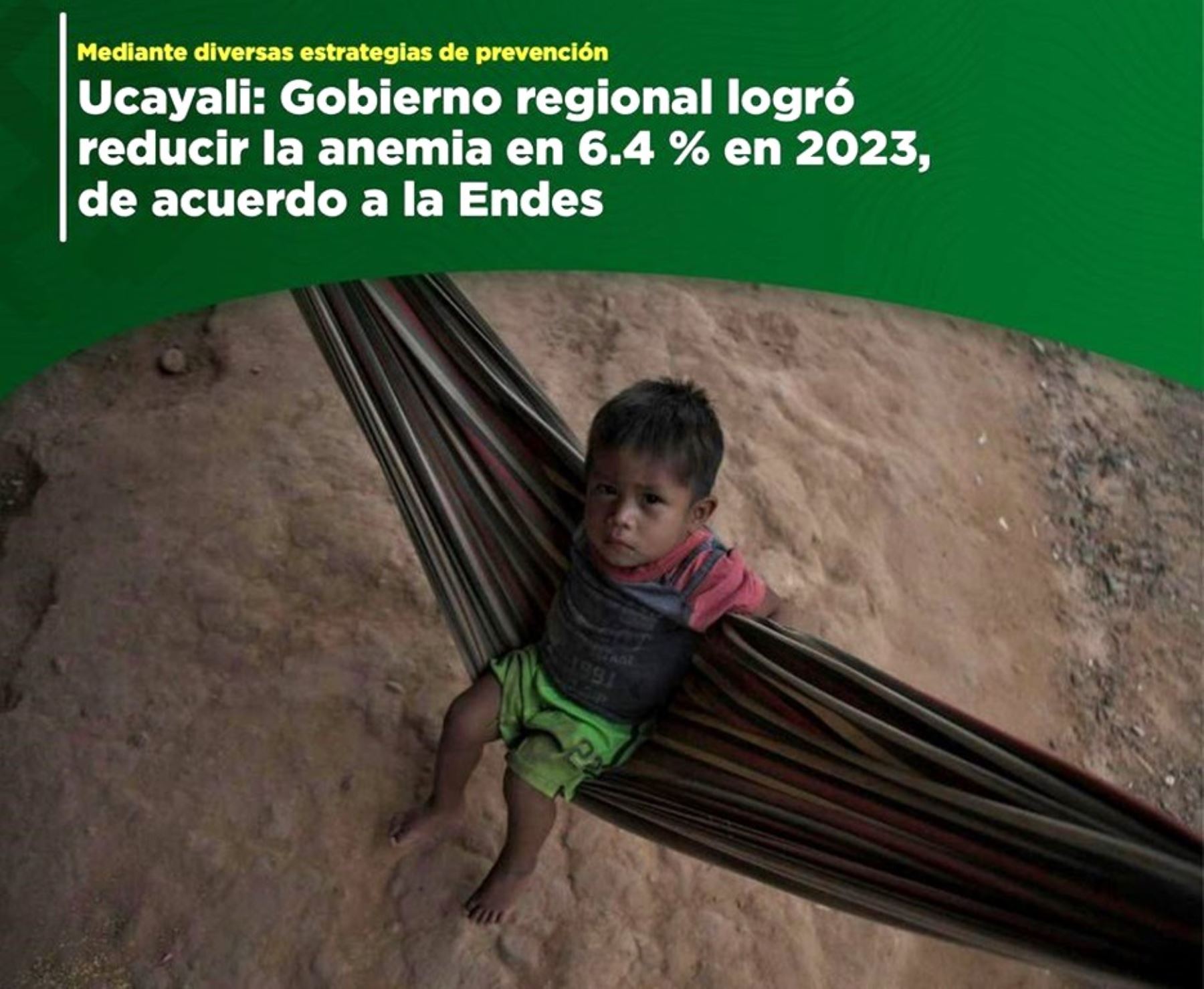 En solo un año, la región Ucayali logró disminuir en 6.4 puntos porcentuales el índice de anemia en niños de 6 a 35 meses.