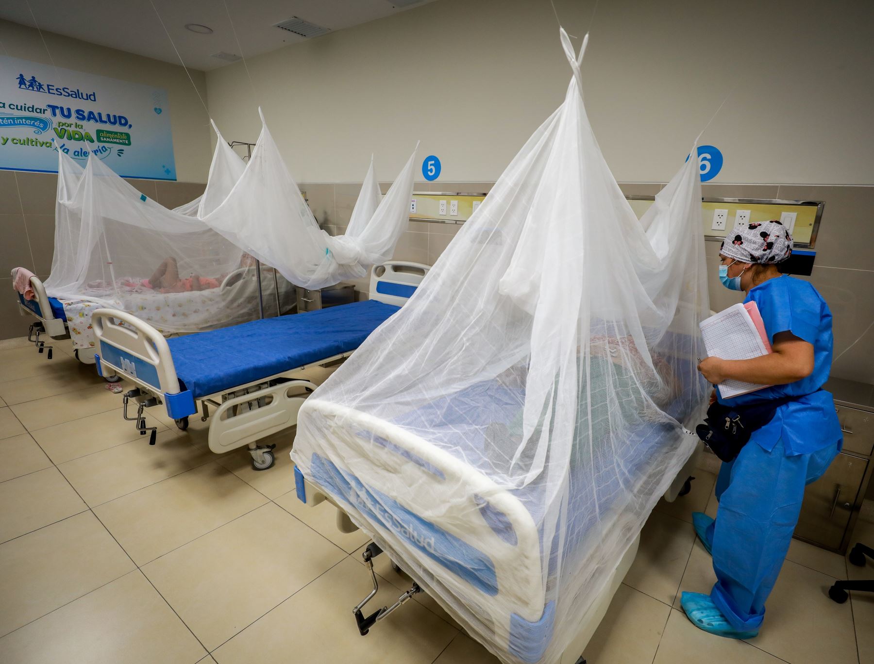 EsSalud presentó el resultado de su estrategia "Guía de práctica clínica" empleada para combatir el dengue. El resultado de ella en Lambayeque presenta que cada día son dados de alta entre cinco a seis pacientes afectados por esta enfermedad. ANDINA/Difusión