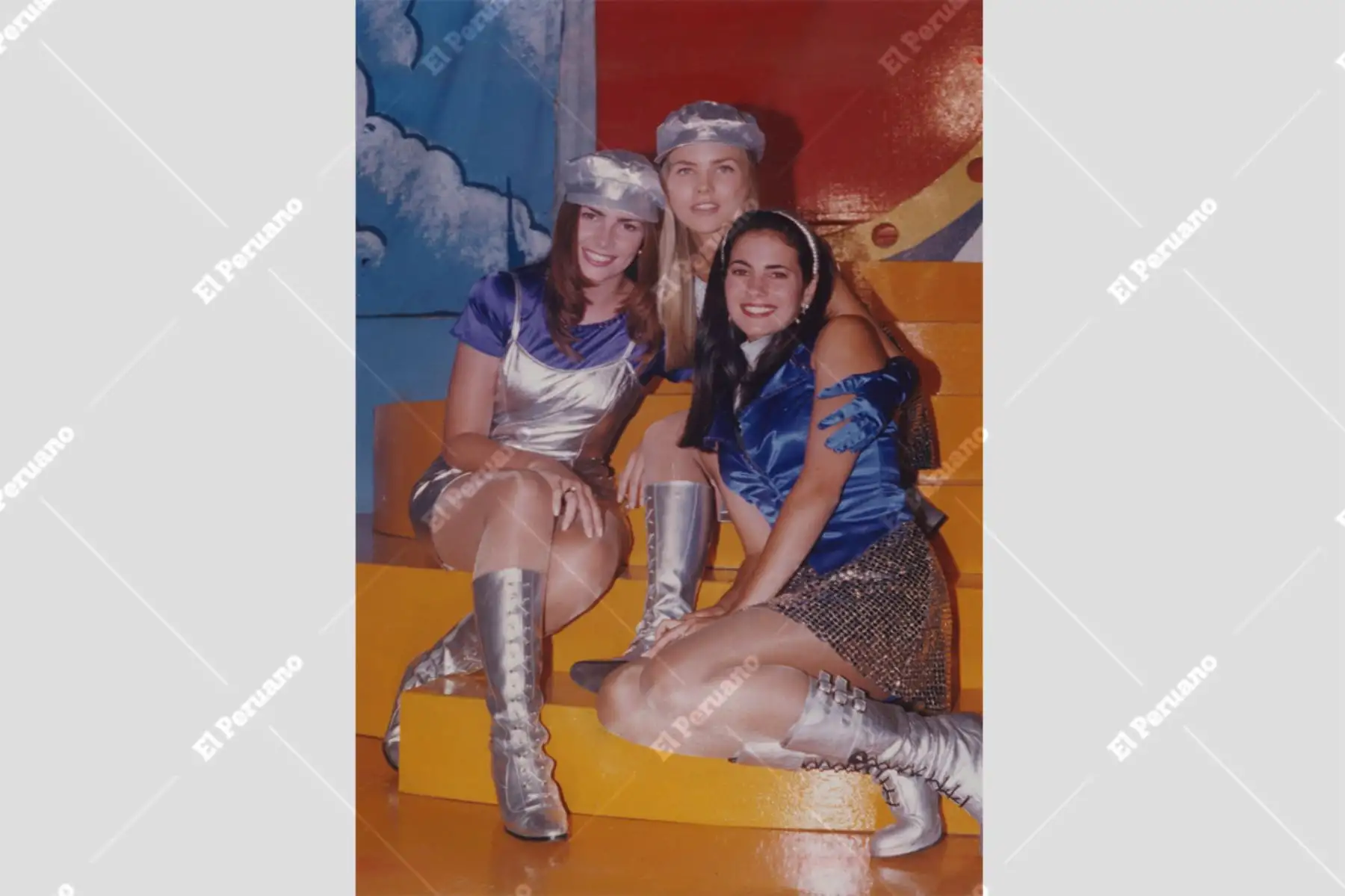 Lima - 26 febrero 1995 / Conferencia de prensa en el Coliseo Amauta, se anunció la reposición del programa infantil Nubeluz y el ingreso de Karina Calmet para complementar a las Dalinas, Almendra y Xiomy.