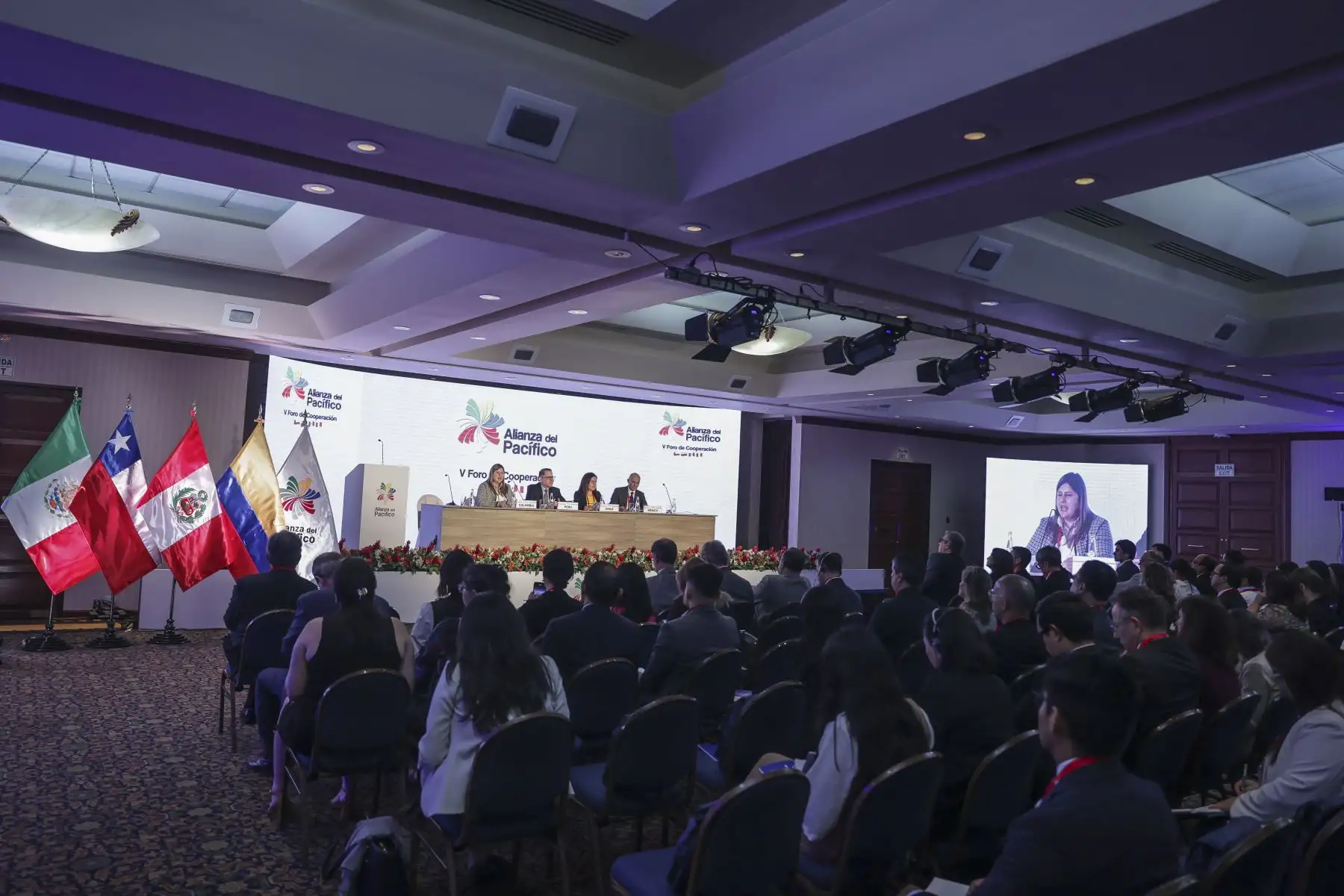 El Viceministro de Relaciones Exteriores, Embajador Ignacio Higueras Hare, acompañado por los coordinadores nacionales de Chile, Colombia y México, inaguró el  V Foro de Cooperación de la Alianza del Pacífico, que desarrolla bajo la Presidencia Pro Tempore del Perú. En este encuentro se busca dialogar y explorar oportunidades de cooperación internacional en beneficio de los ciudadanos de los paises integrantes de la Alianza. 
Foto: ANDINA/Andrés Valle