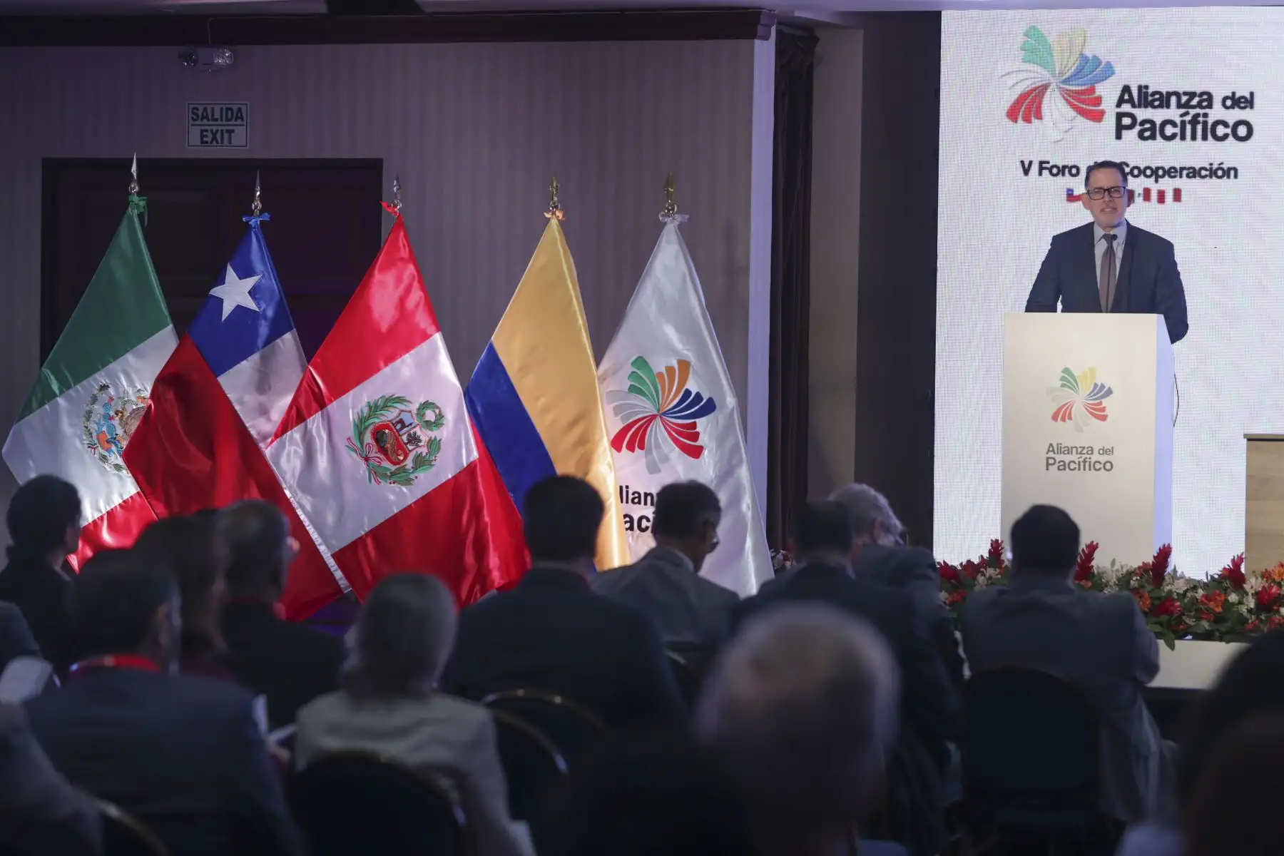 El Viceministro de Relaciones Exteriores, Embajador Ignacio Higueras Hare, acompañado por los coordinadores nacionales de Chile, Colombia y México, inaguró el  V Foro de Cooperación de la Alianza del Pacífico, que desarrolla bajo la Presidencia Pro Tempore del Perú. En este encuentro se busca dialogar y explorar oportunidades de cooperación internacional en beneficio de los ciudadanos de los paises integrantes de la Alianza. 
Foto: ANDINA/Andrés Valle