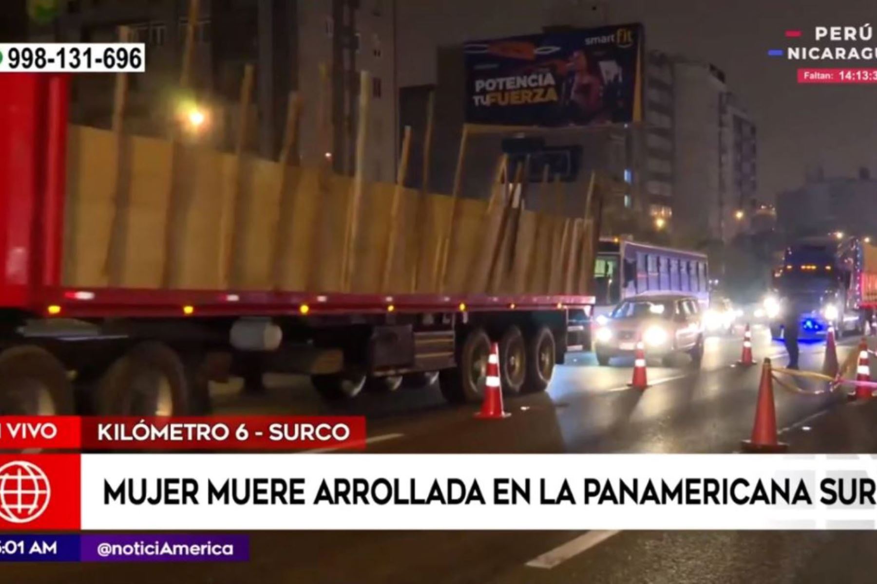 Accidente de transito en Panamericana Sur. Captura TV