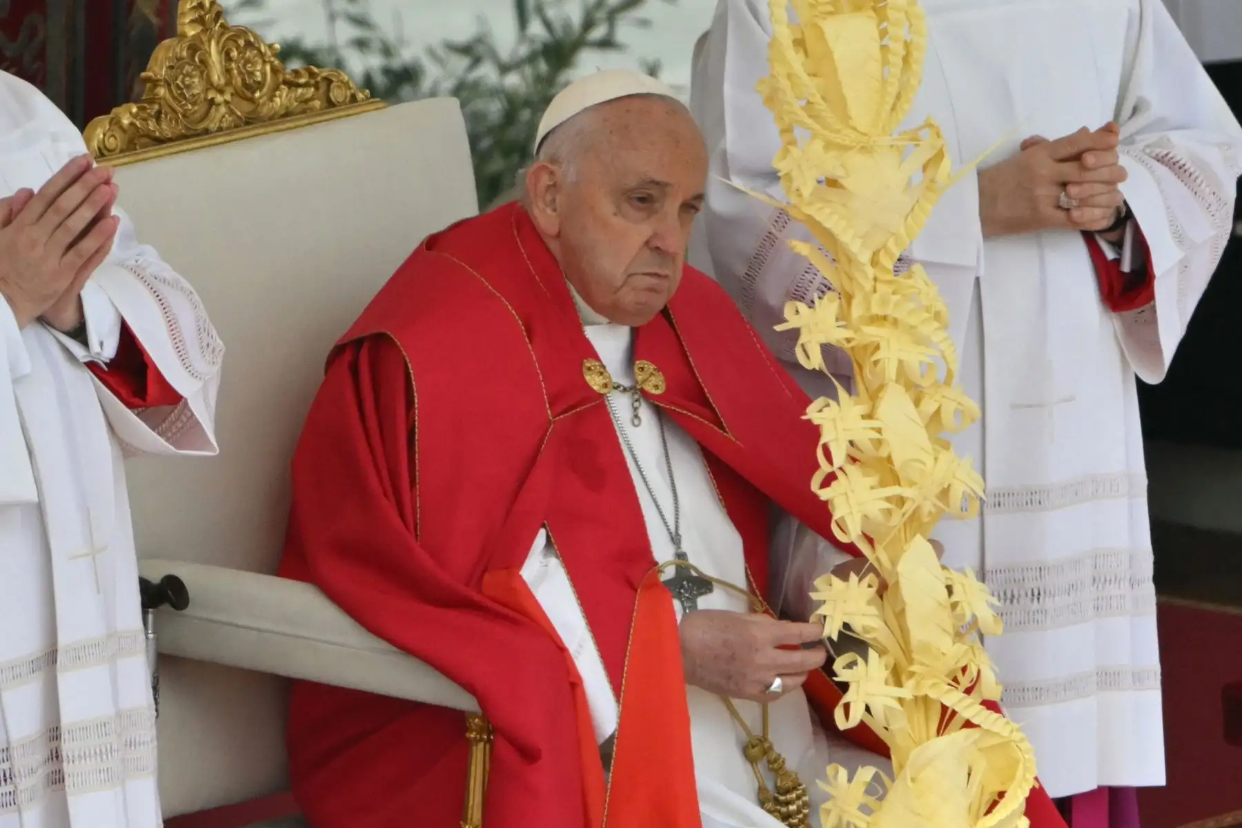 El Papa Francisco preside la misa del Domingo de Ramos en la plaza de San Pedro del Vaticano Foto: ANDINA/ AFP