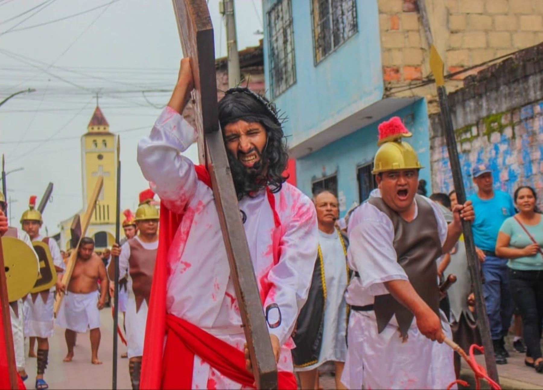 Más de 100 actores participarán en la escenificación del vía crucis en la ciudad de Saposoa, región San Martín, este viernes 29 de marzo. ANDINA/Difusión