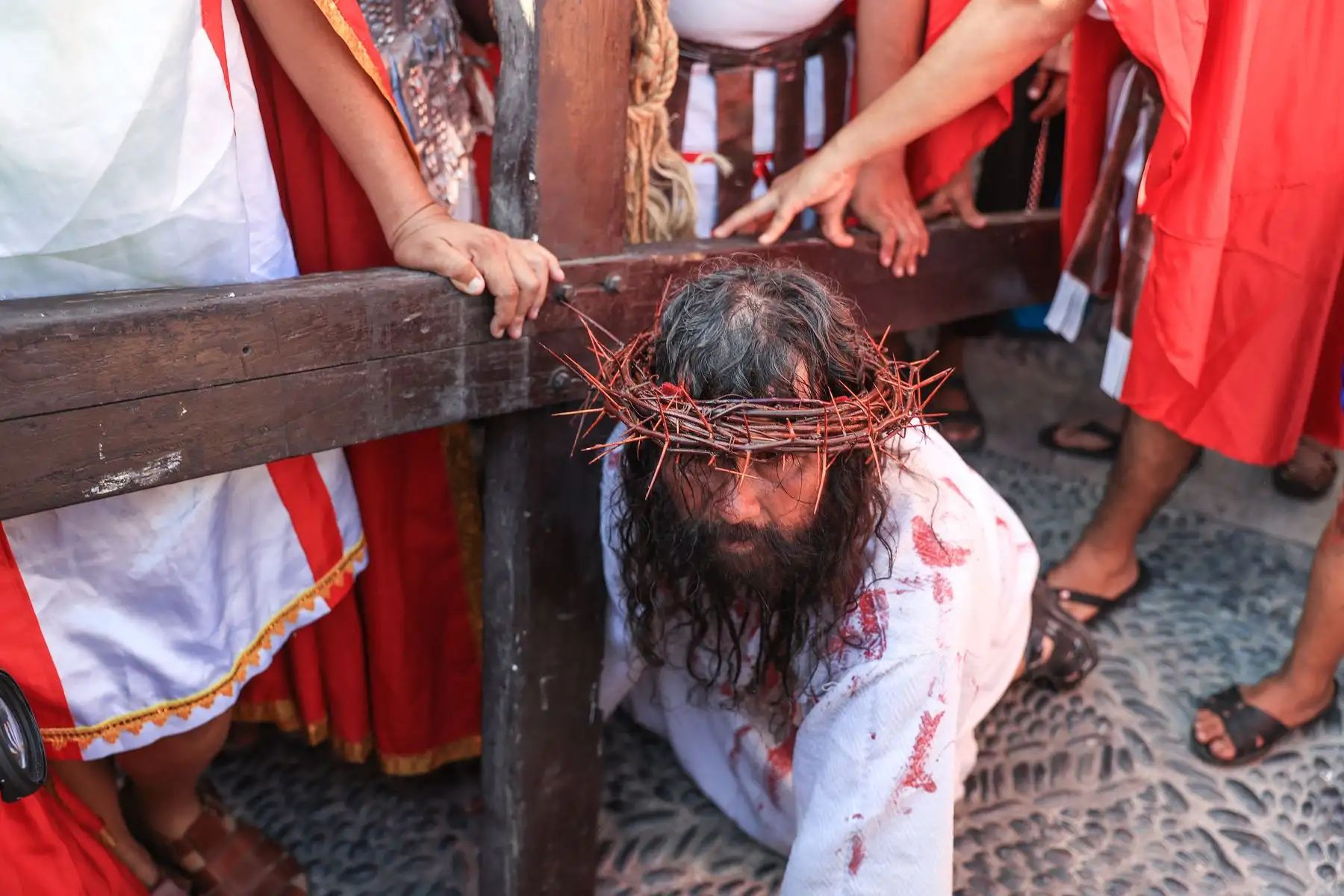 Mario Valencia Rivadeneira, popularmente conocido como el “Cristo Cholo”, encabezará hoy viernes el tradicional Vía Crucis por Semana Santa en el cerro San Cristóbal. Foto: ANDINA/Jhonel Rodríguez Robles