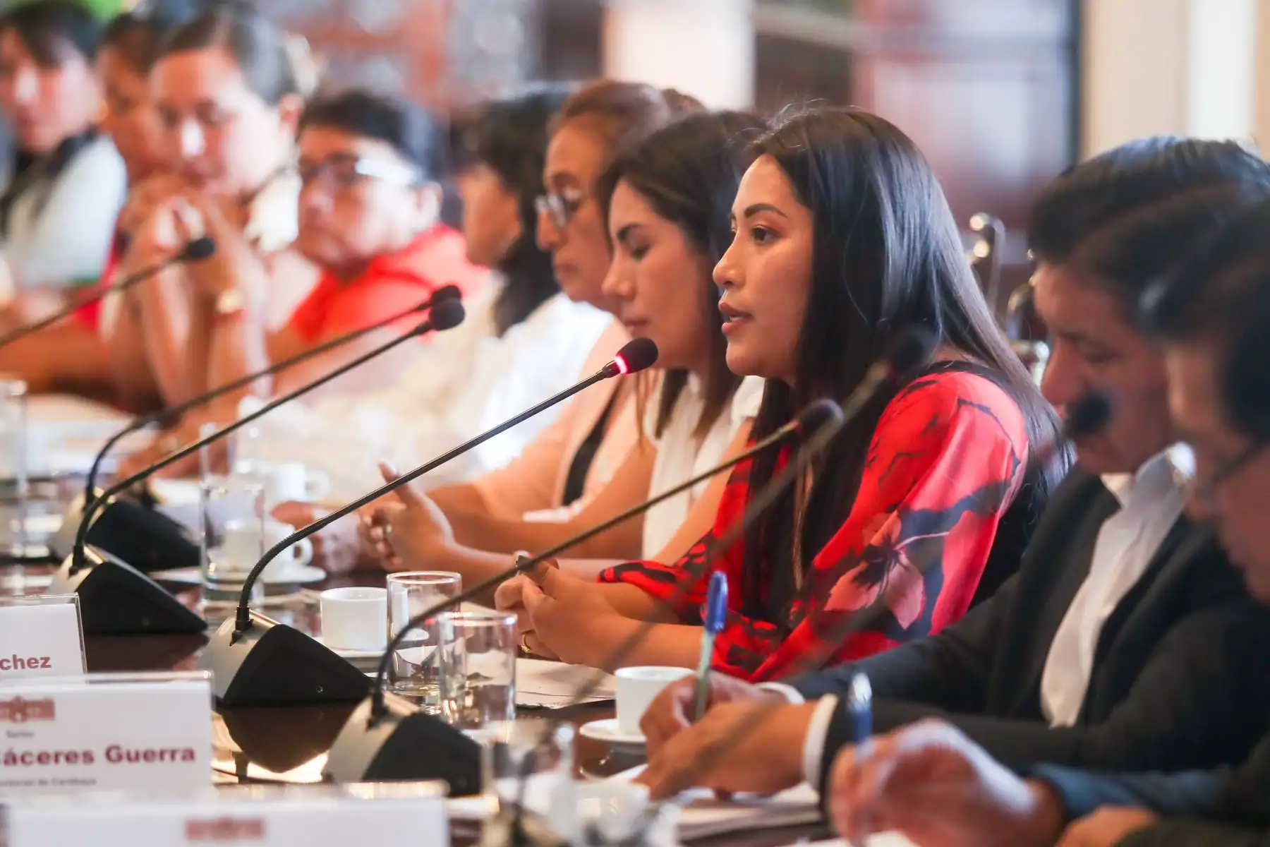La presidenta de la República, Dina Ercilia Boluarte Zegarra, sostiene una reunión con alcaldes provinciales y distritales de las regiones de Piura, Huánuco, San Martín, Amazonas, Ica, Apurímac, Junín, Puno, Áncash y Lima Provincias en Palacio de Gobierno. Foto: ANDINA/Presidencia