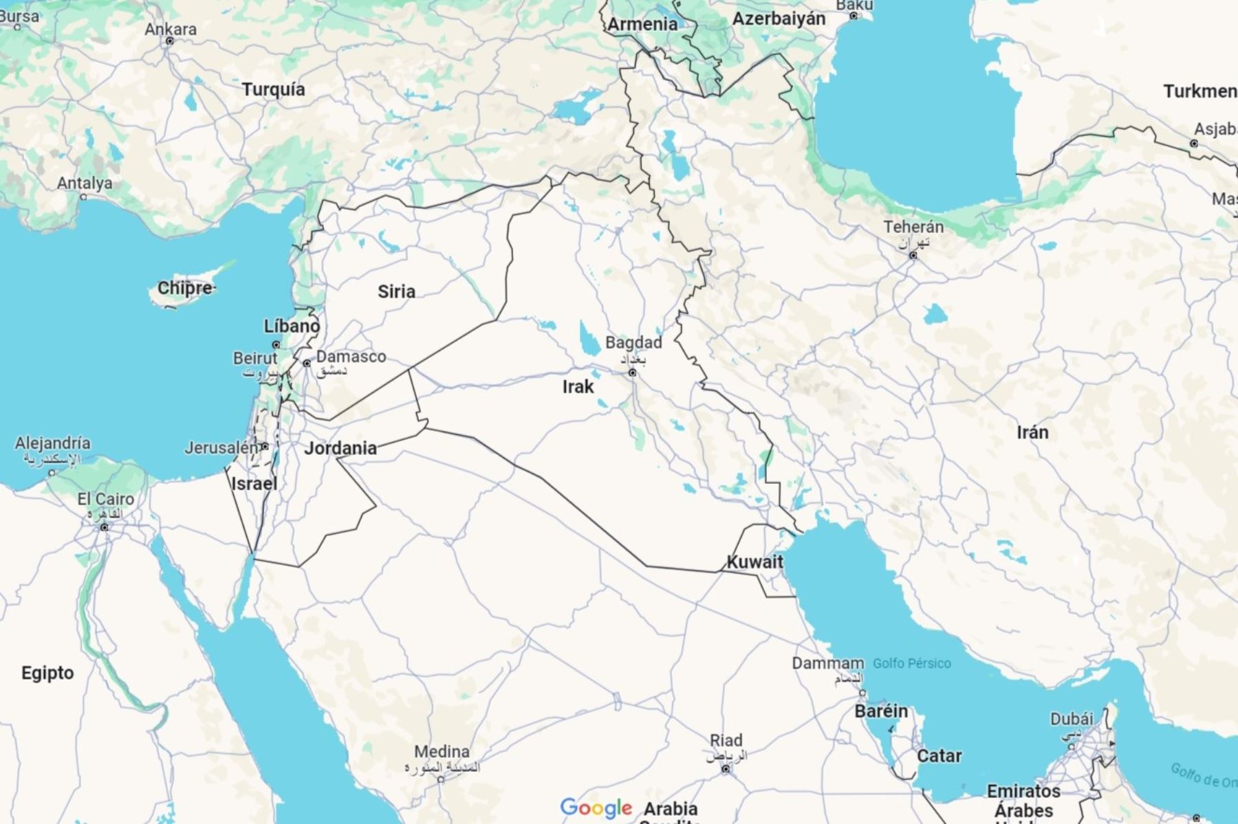 Un eventual ataque iraní sobre Israel elevaría la conflictividad en Medio Oriente. Imagen: Google Maps.