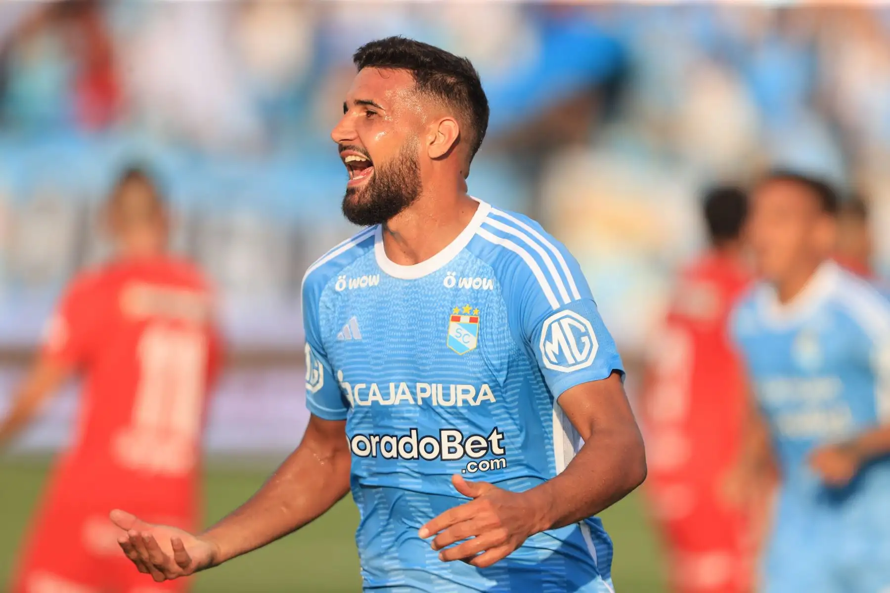 Ignacio celebra su anotación. Sporting Cristal enfrenta a Sport Huancayo por el Torneo Apertura. Foto: ANDINA/Jhonel Rodríguez Robles