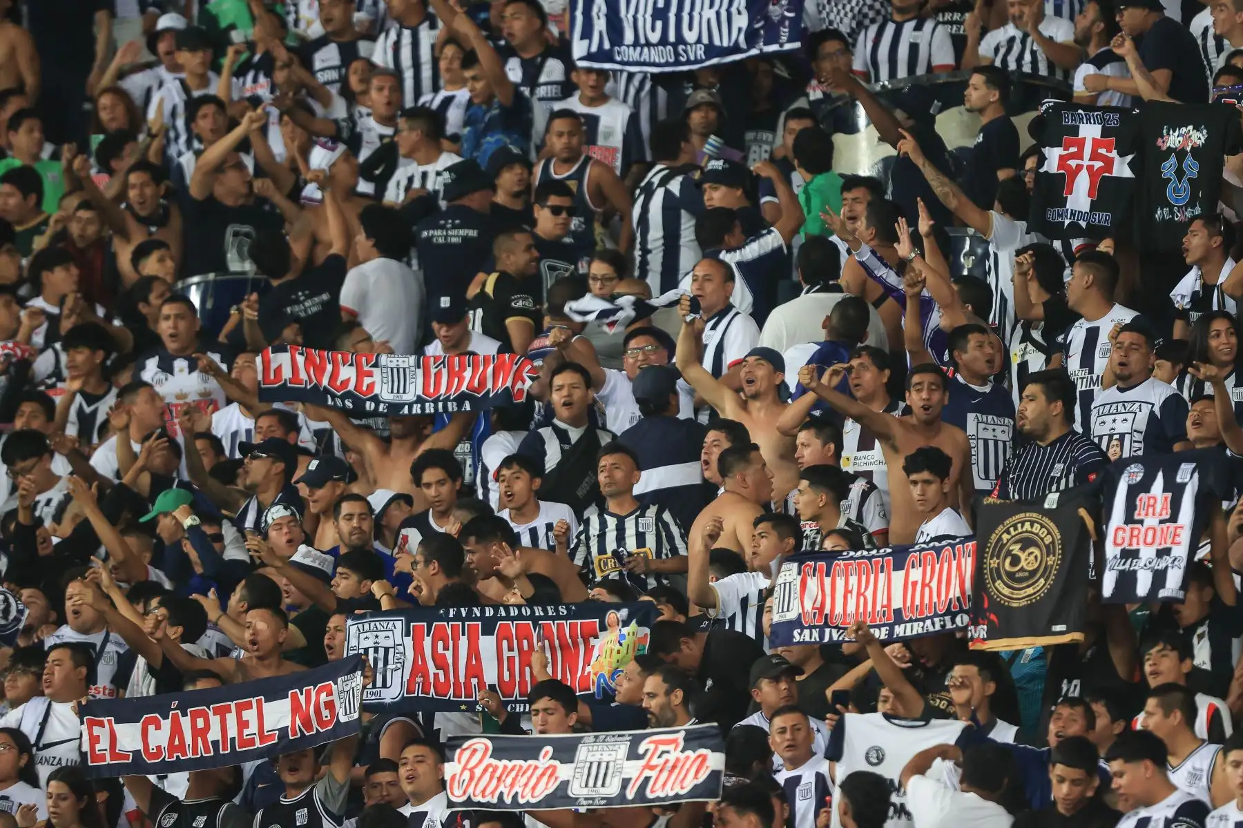 Alianza Lima vs Atlético Grau. Hinchas blanquiazules alientan al cuadro aliancista desde las tribunas previo al encuentro con Atlético Grau de Piura por el Torneo Apertura. Foto: ANDINA/Jhonel Rodríguez Robles