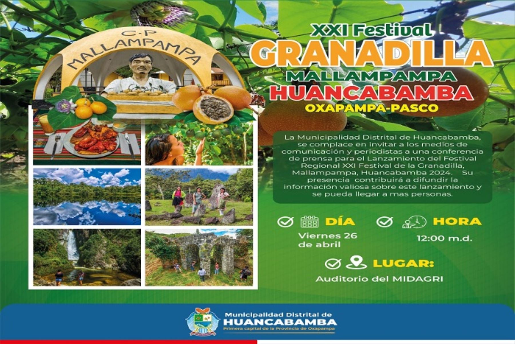 Pasco: Huancabama anuncia el XXI Festival de la Granadilla 2024