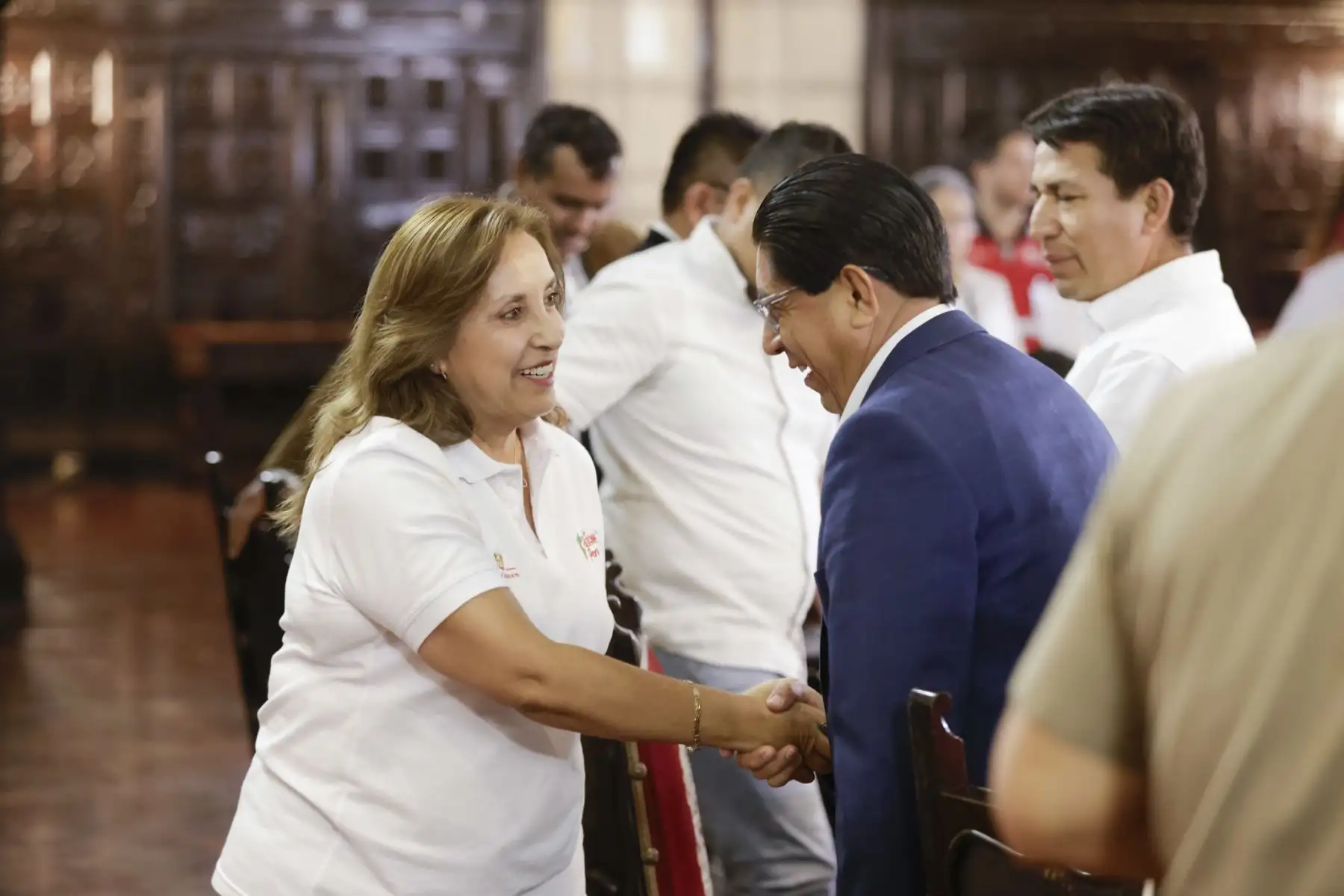 La presidenta de la República, Dina Ercilia Boluarte Zegarra, lideró una reunión de trabajo con congresistas y alcaldes de la región Piura desde Palacio de Gobierno. Foto: ANDINA/Presidencia