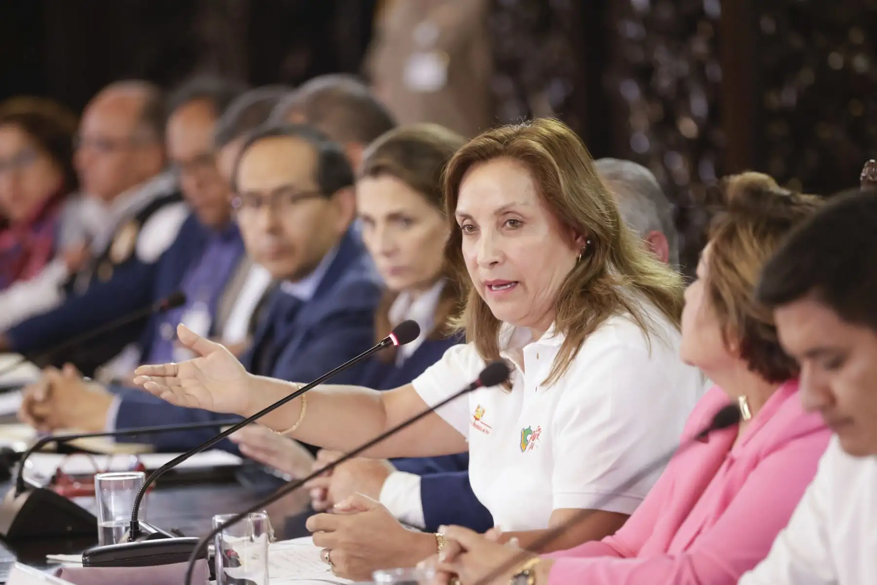 La presidenta de la República, Dina Ercilia Boluarte Zegarra, lideró una reunión de trabajo con congresistas y alcaldes de la región Piura desde Palacio de Gobierno. Foto: ANDINA/Presidencia