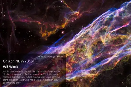 NASA ofrece la opción de ver la imagen completa en alta resolución y con un botón puedes acceder a una información más detallada.
