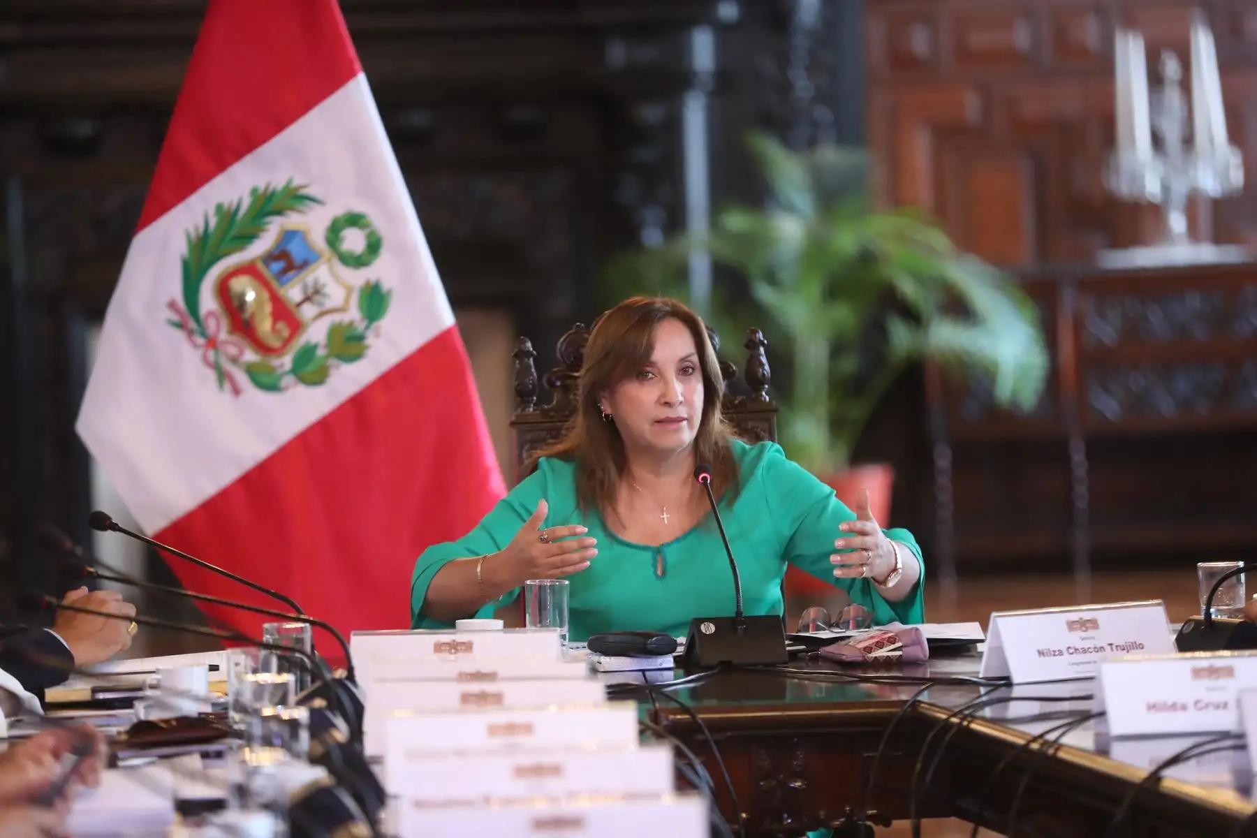Presidenta Dina Boluarte, lidera reunión de trabajo con colectivos que representan a jóvenes y pueblos de la región Áncash.
Foto: ANDINA/Prensa Presidencia