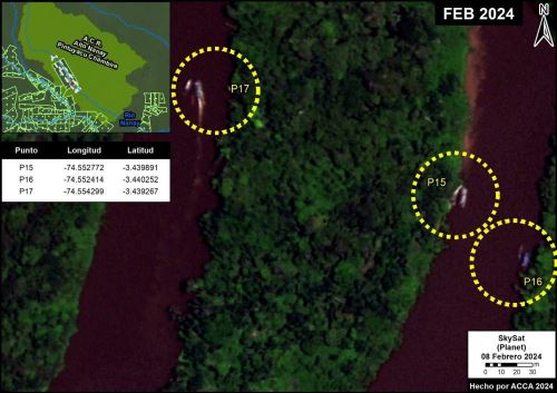 Con la ayuda de imágenes satelitales detectan deforestación causada por la minería ilegal en la cuenca del río Nanay, provincia de Maynas, en Loreto. Los mineros han deforestado dos hectáreas de bosque amazónico. ANDINA/Difusión