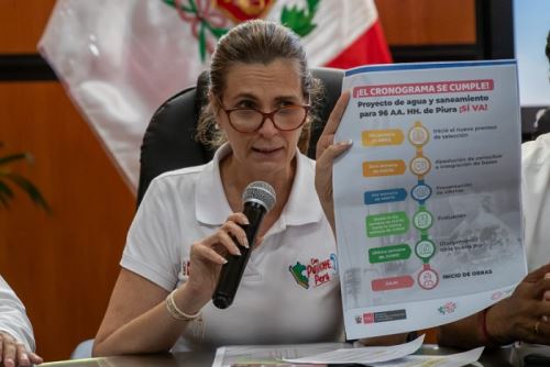 "Se cumplen con los compromisos asumidos con las autoridades, congresistas, dirigentes y población de Piura, siguiendo el cronograma establecido", remarcó la ministra de Vivienda, Hania Pérez de Cuéllar.
