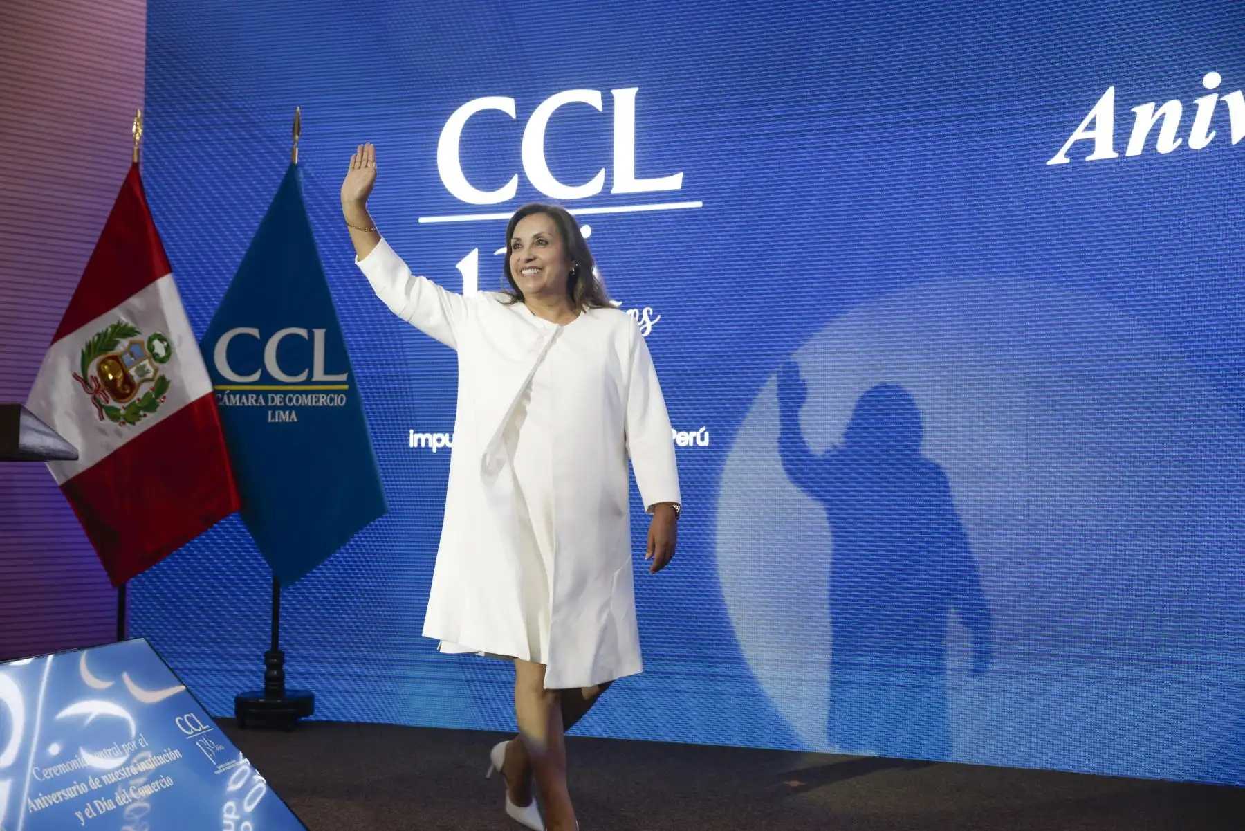 Presidenta de la república, Dina Boluarte, participó en la ceremonia por el 136° Aniversario de la Cámara de Comercio de Lima - CCL y Día del Comercio.
 Foto: ANDINA/Presidencia Perú