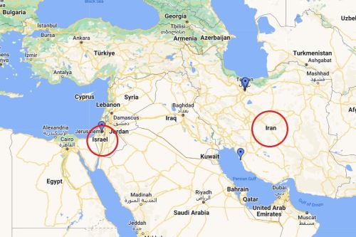 Mapa de ubicación: Israel e Irán. Imagen: Google Maps.