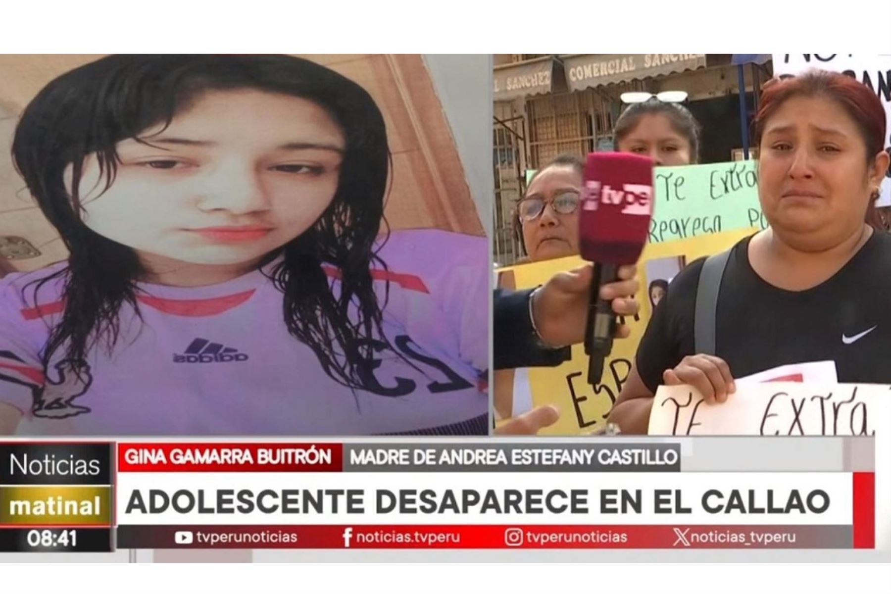 La madre de la menor de 16 años desaparecida desde hace tres semanas pide ayuda para encontrarla. ANDINA/Captura TV
